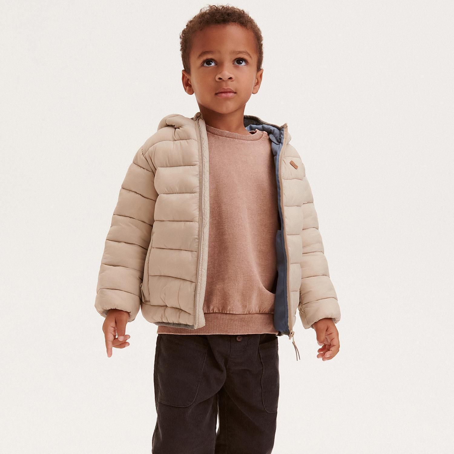 Beige Insulated Quilted Jacket, Kids Boys, , large image number 5