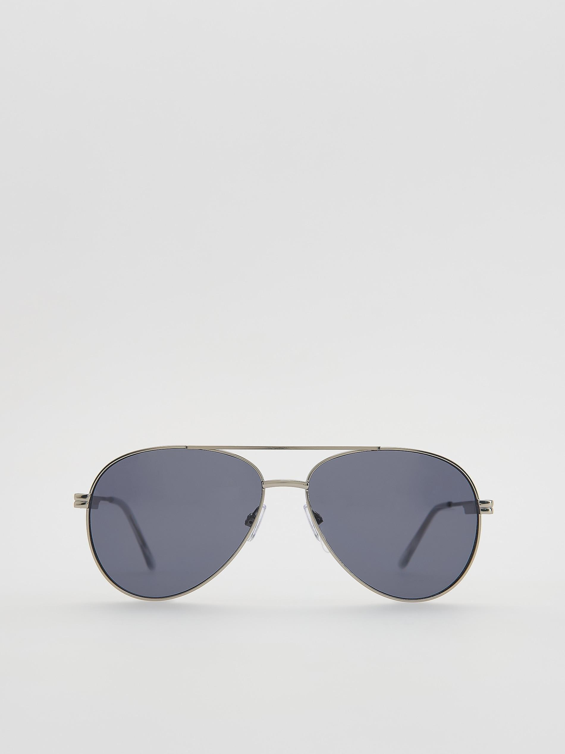 Silver Aviator Sunglasses, Silver, large image number 0
