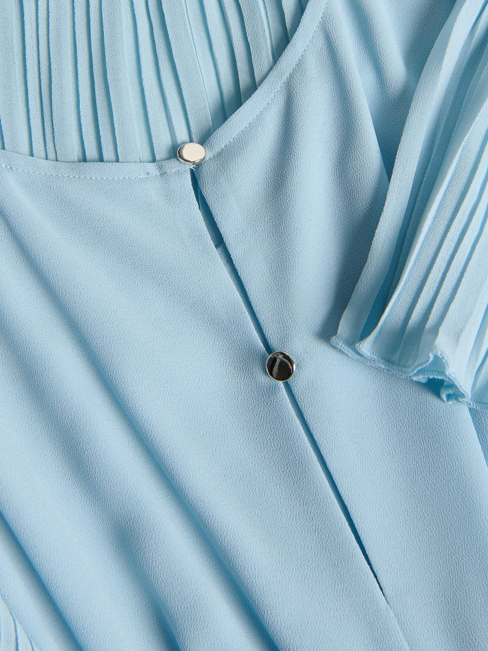 Blue Pleated Fabric Jumpsuit, Blue, large image number 4