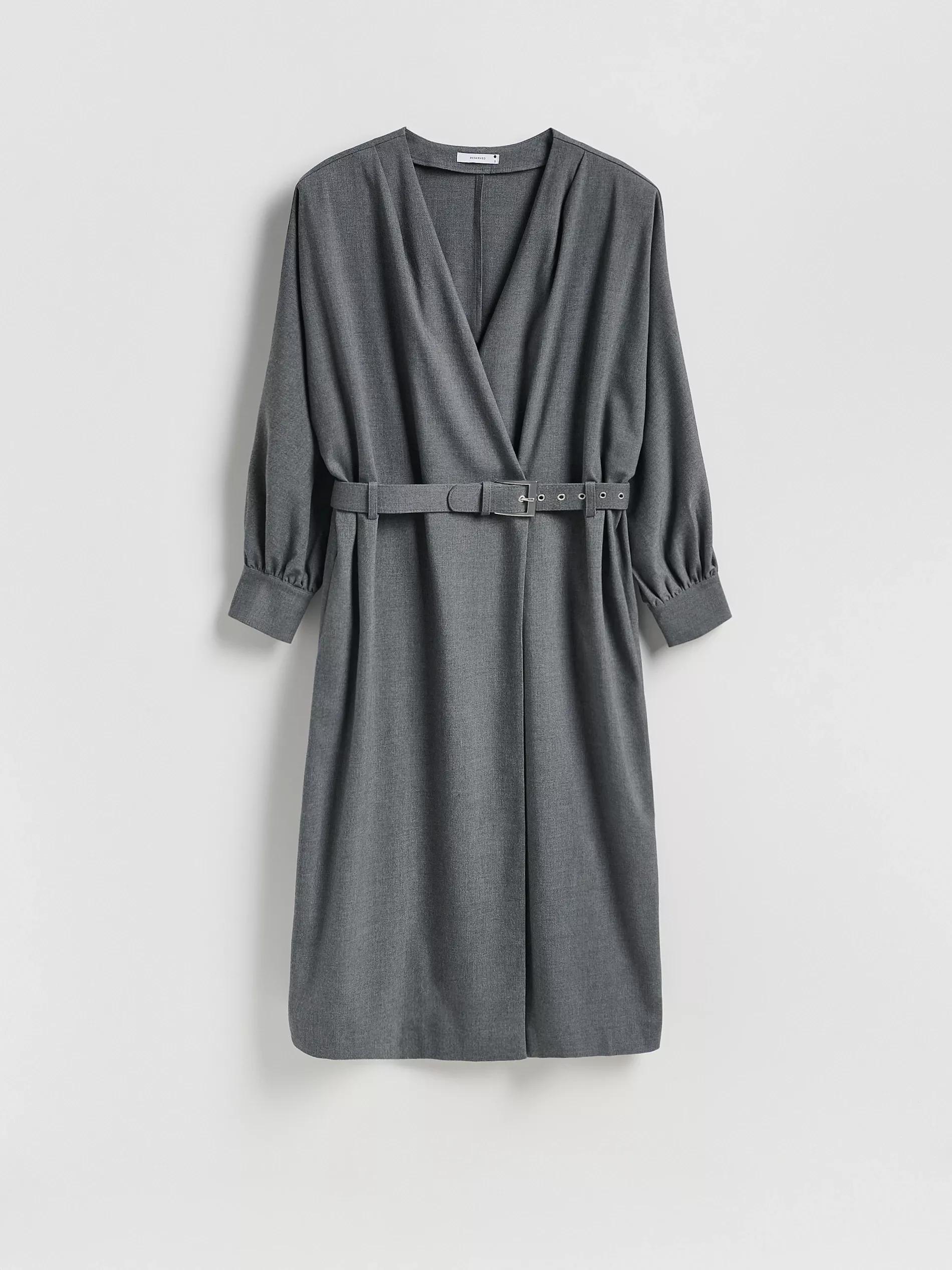 Grey Dress With Belt, Grey, large image number 4