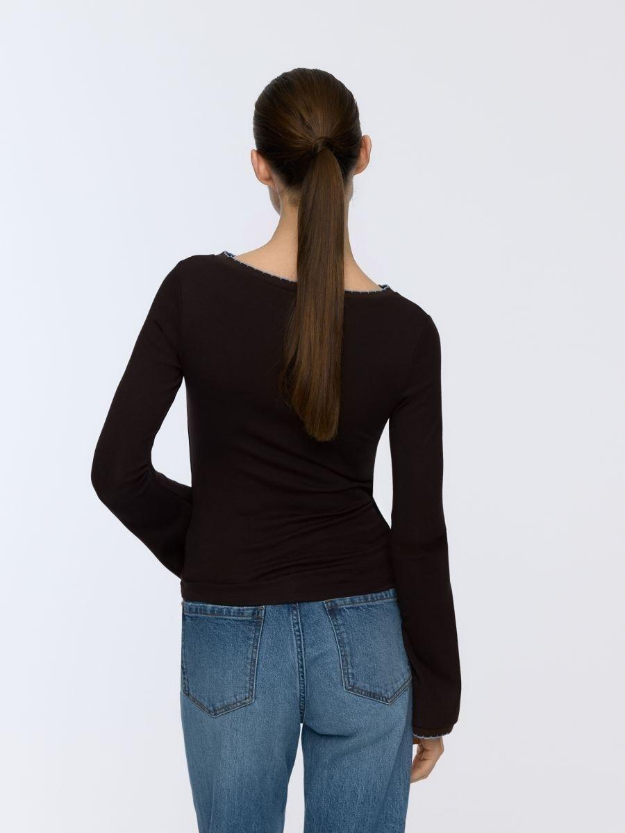 Brown Modal Rich Long Sleeve T-Shirt, Brown, medium