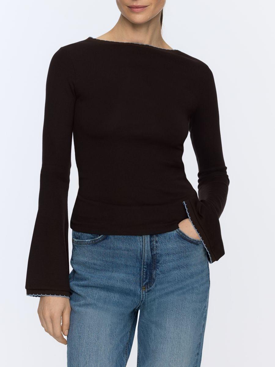 Brown Modal Rich Long Sleeve T-Shirt, Brown, large image number 2