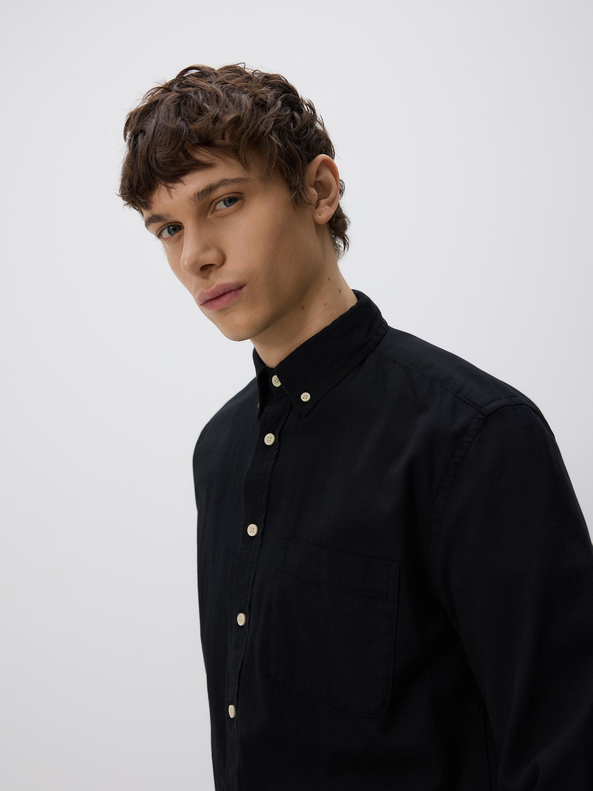 Black Regular Fit Cotton Shirt, Black, large image number 0