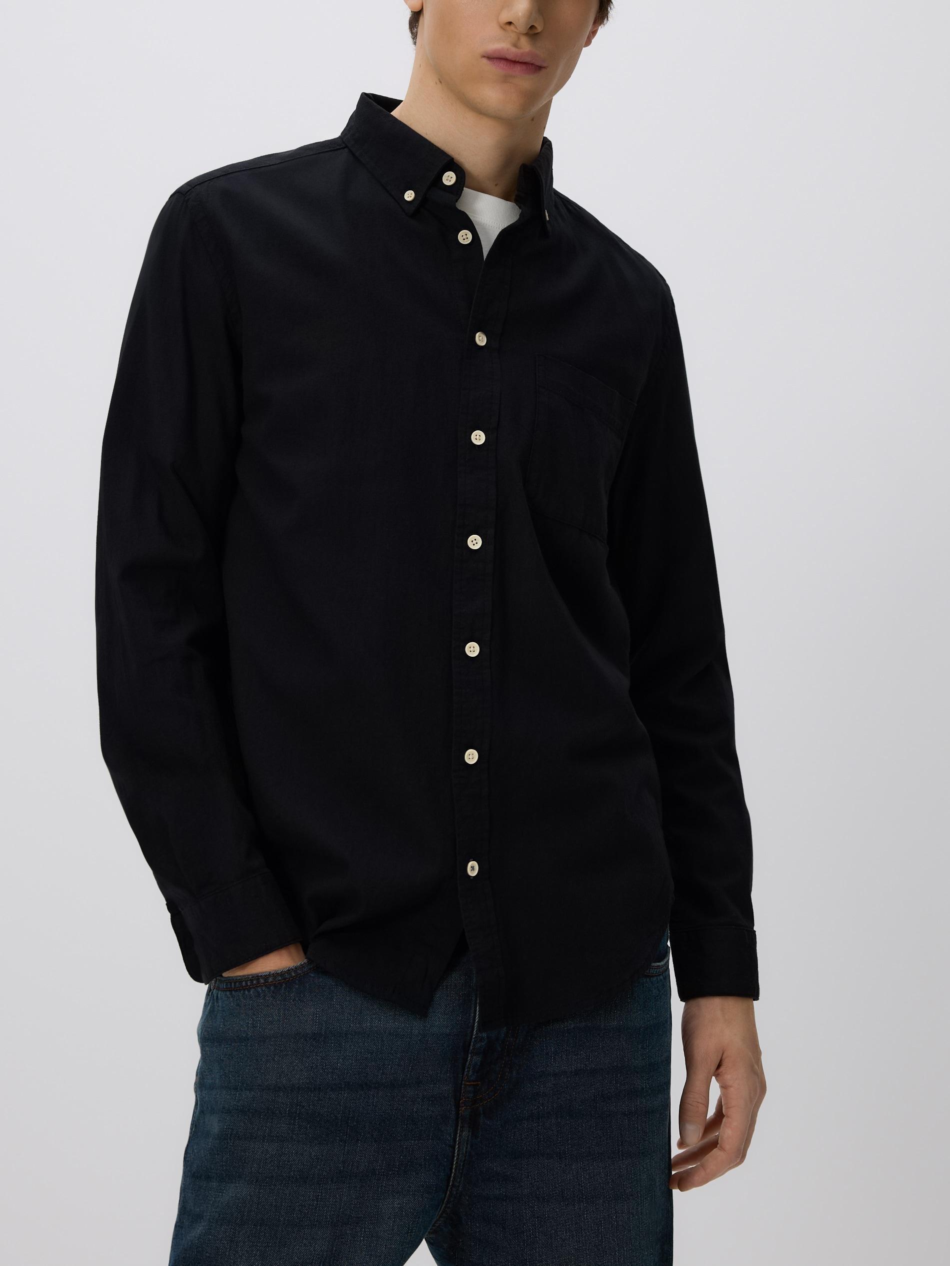 Black Regular Fit Cotton Shirt, Black, large image number 1