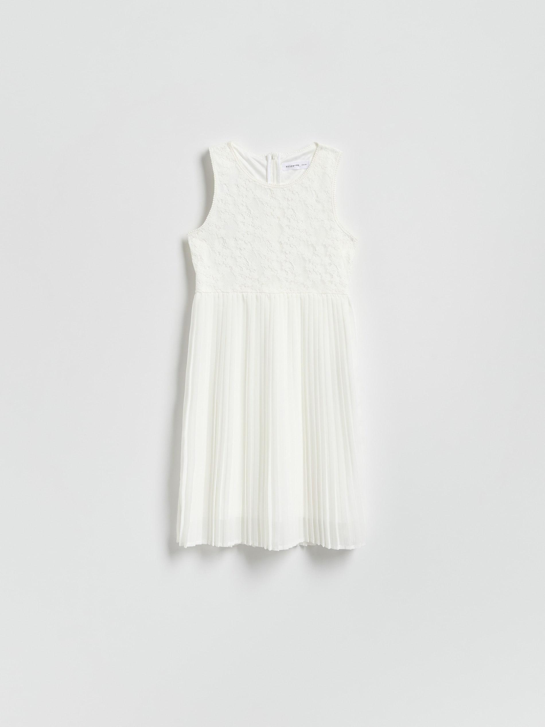 فستان خامات مدمجة أبيض, White, large image number 0