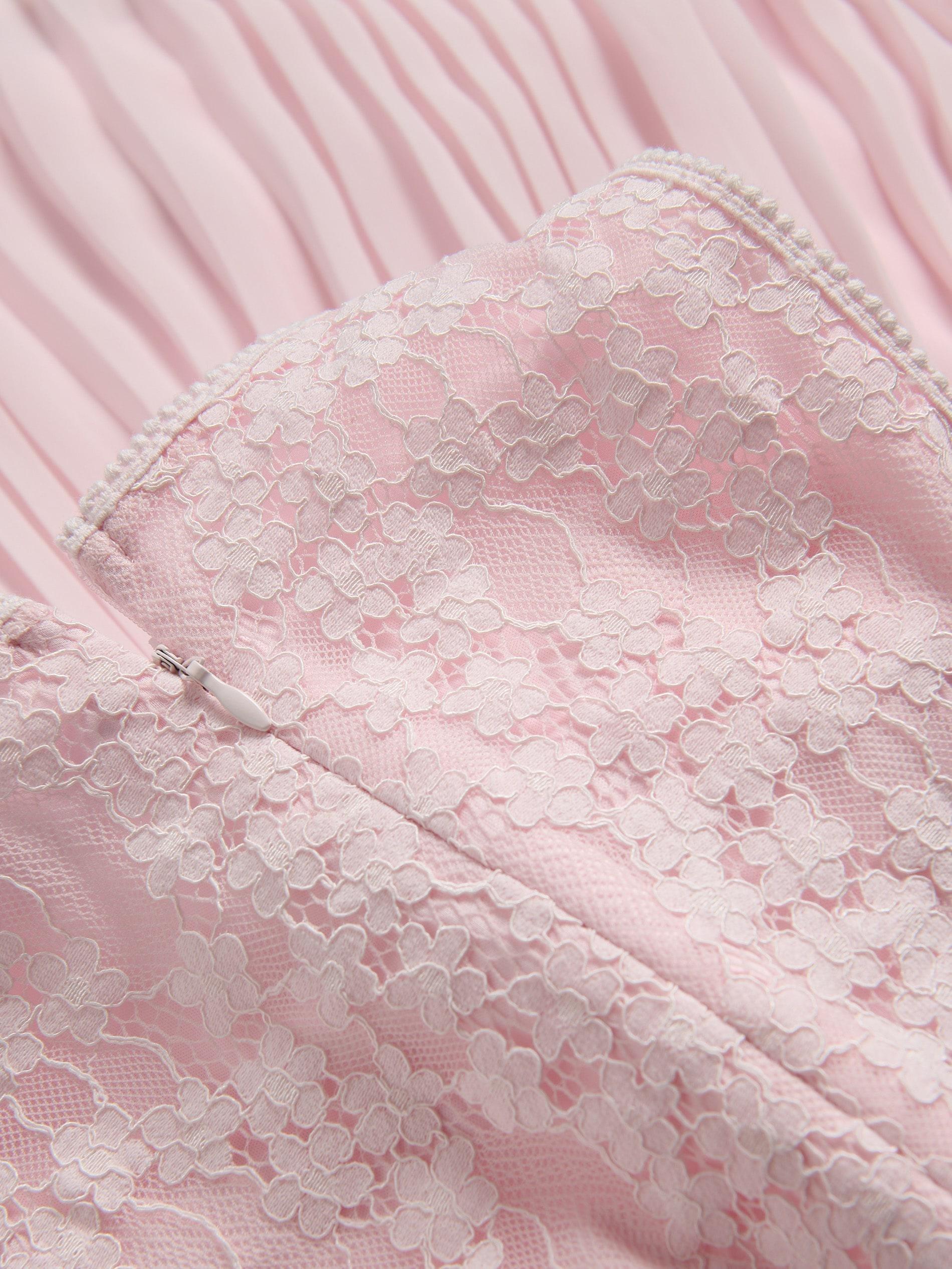 Pink Combined Fabrics Dress, Pink, medium
