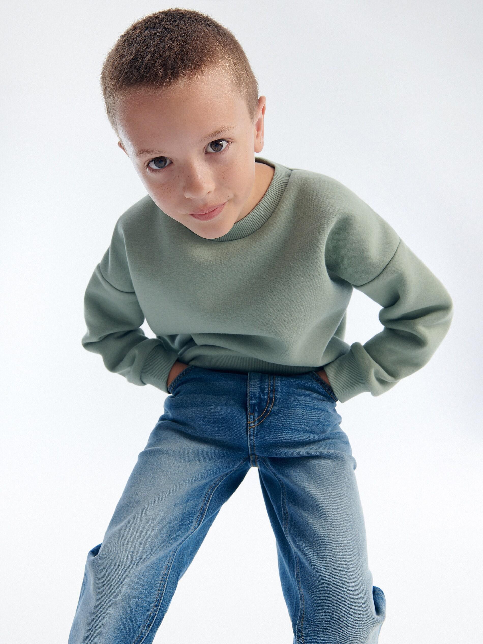 Blue Slim Jeans With Wash Effect, Kids Boys, , large image number 2