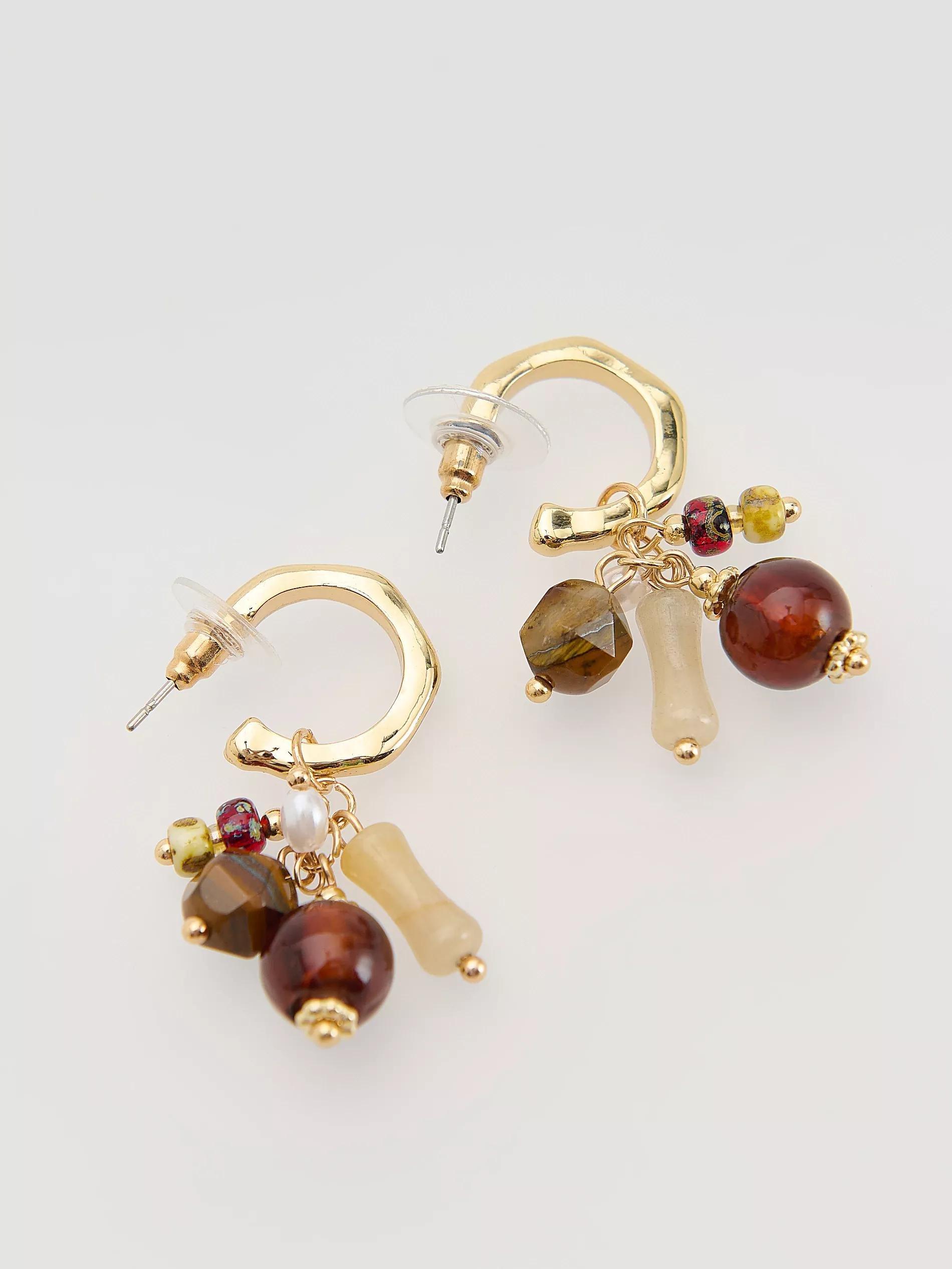 MULTICOLOR Hoop earrings with beads and pendants, Multicolor, large image number 1