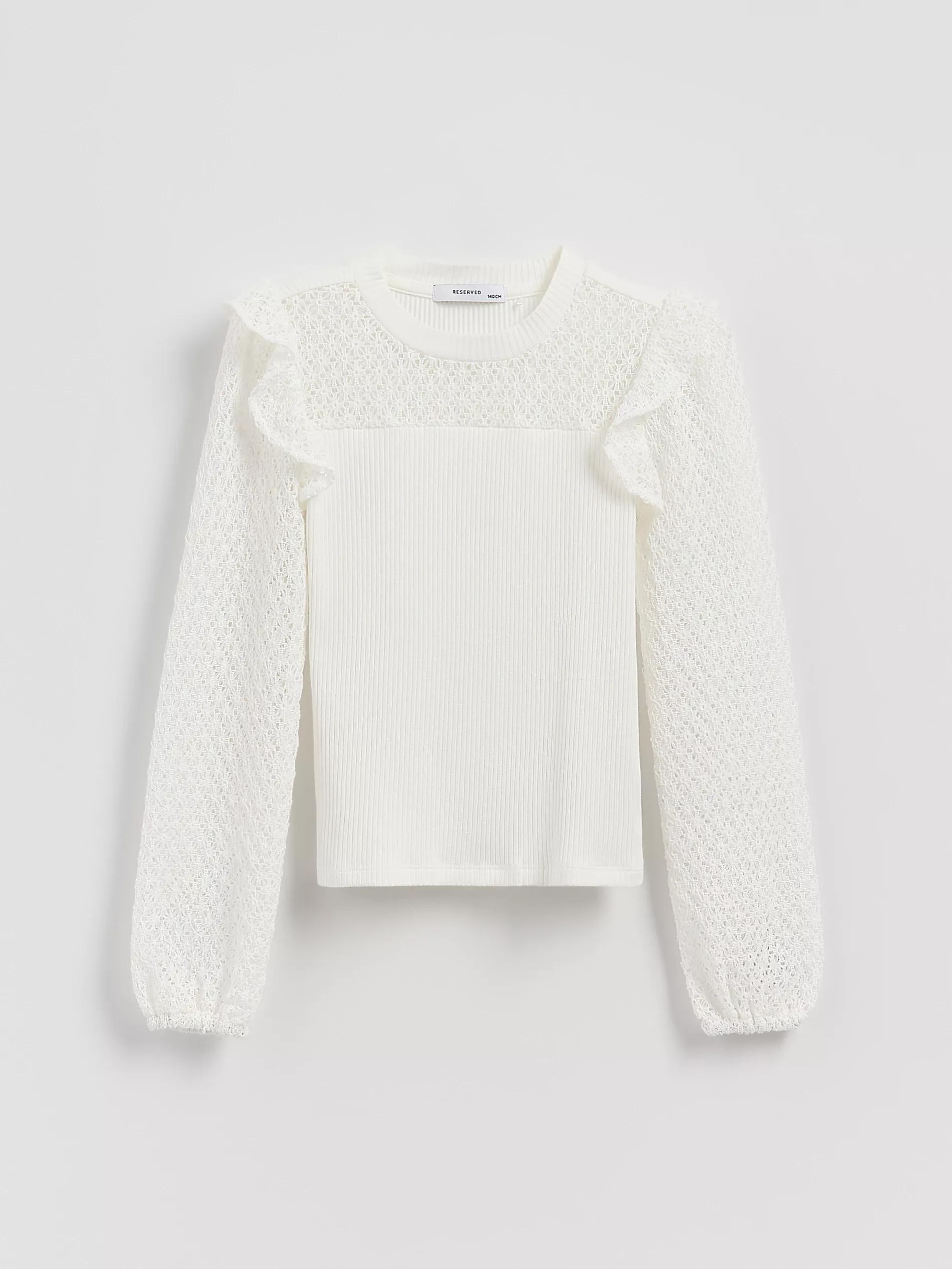 CREAM Ruffle hem blouse, Ivory, medium