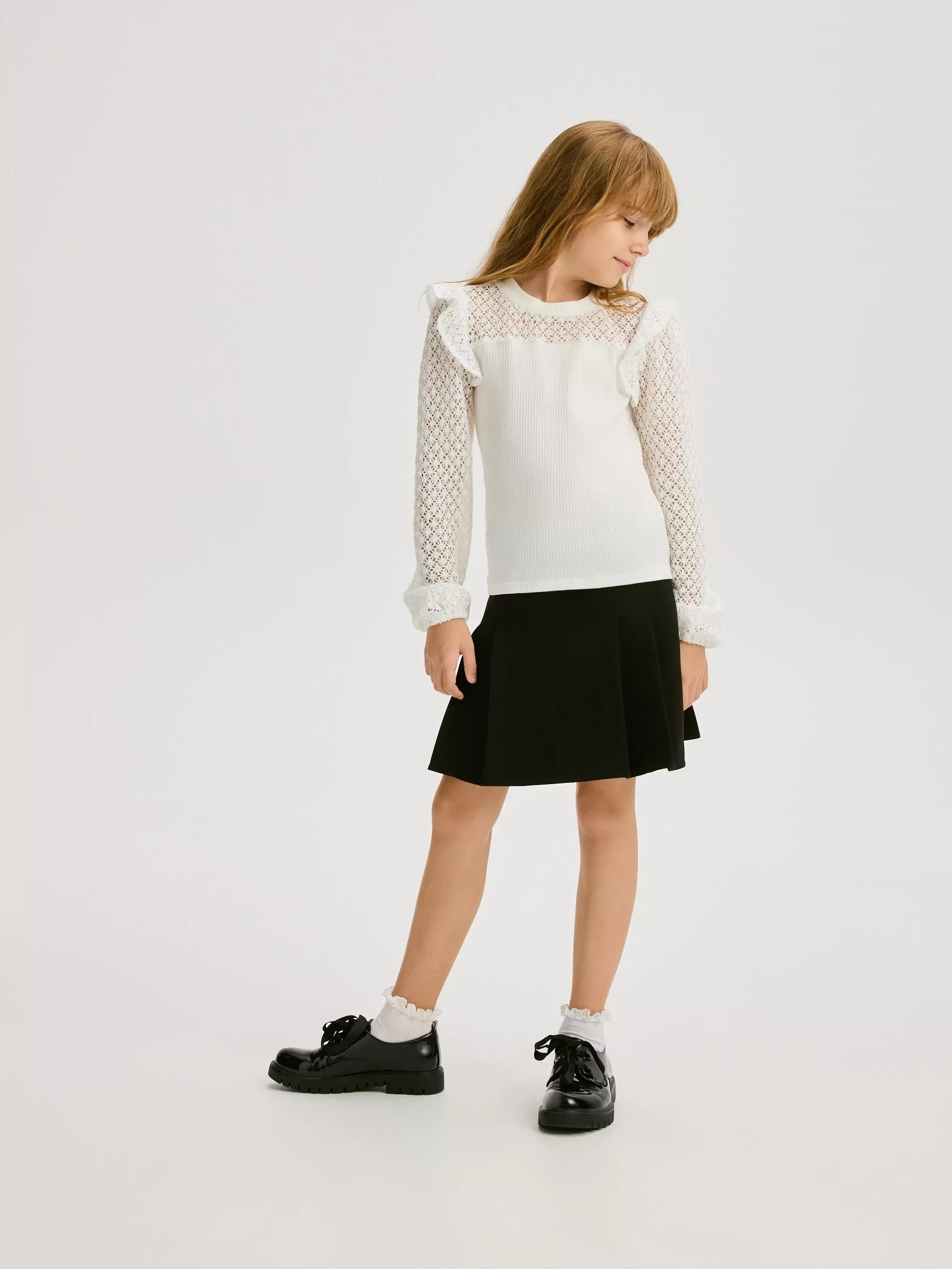 Cream Ruffle Hem Blouse, , large image number 2