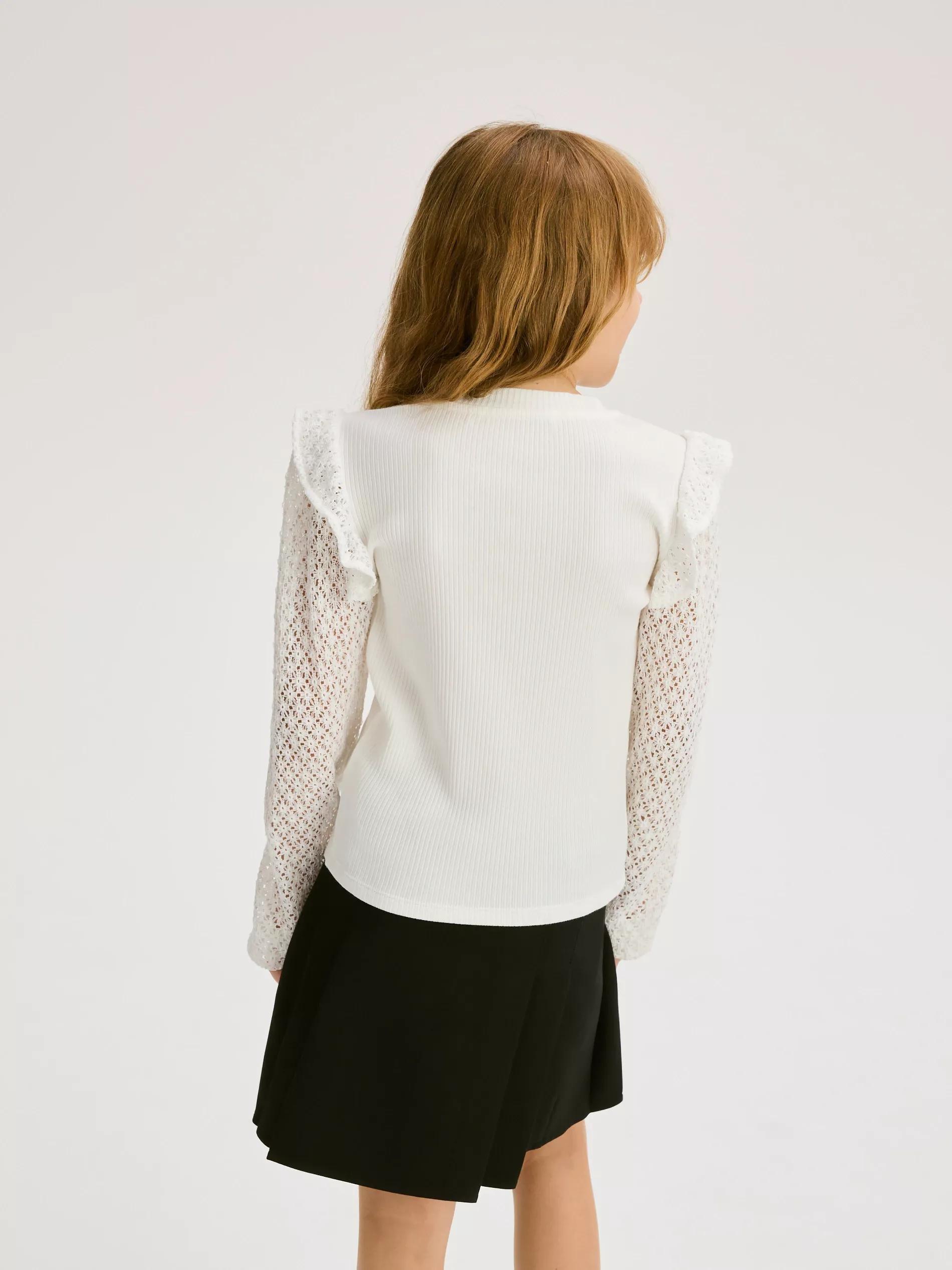 Cream Ruffle Hem Blouse, , large image number 5
