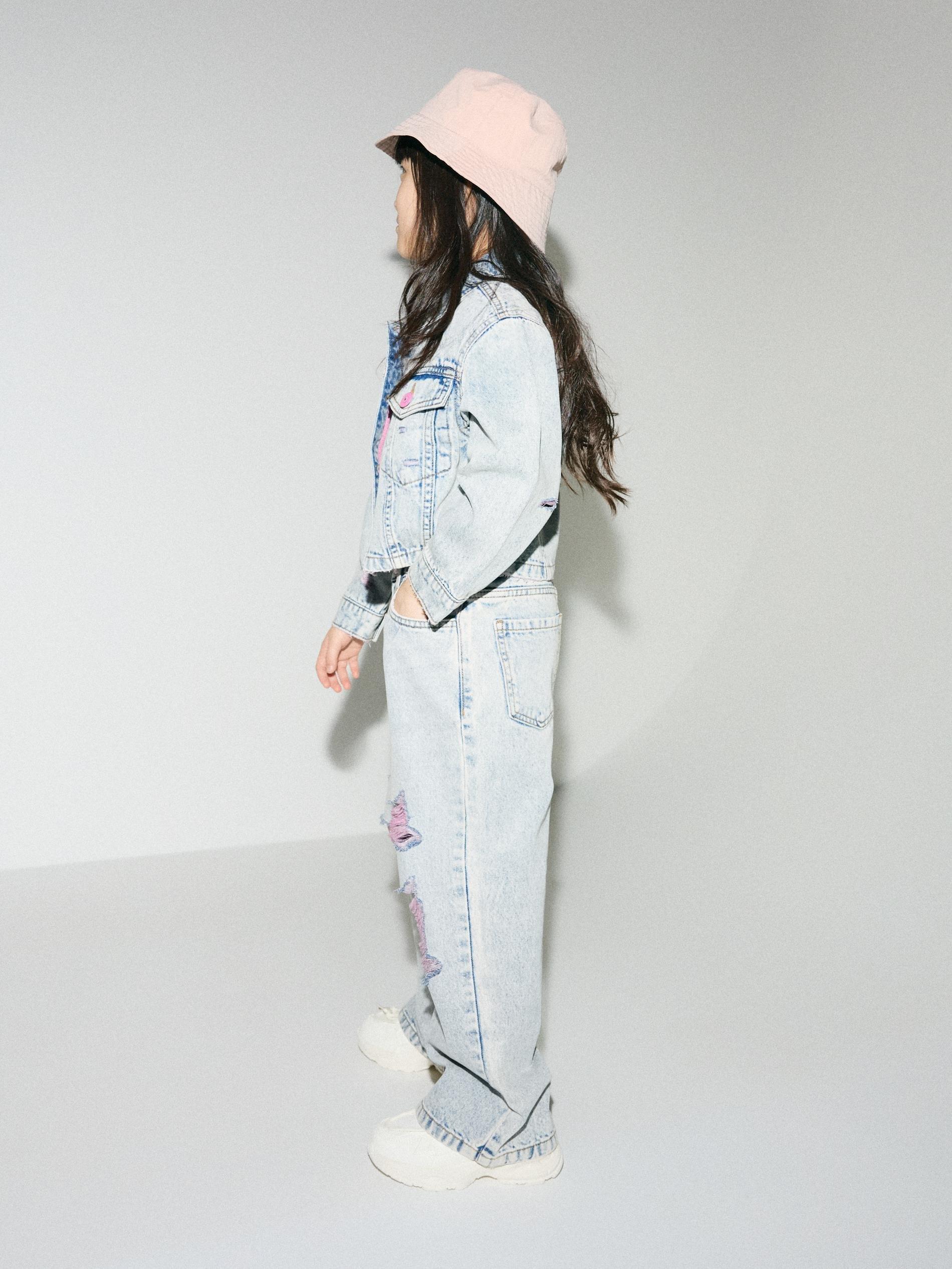 Blue Distressed Jeans, Blue, large image number 1