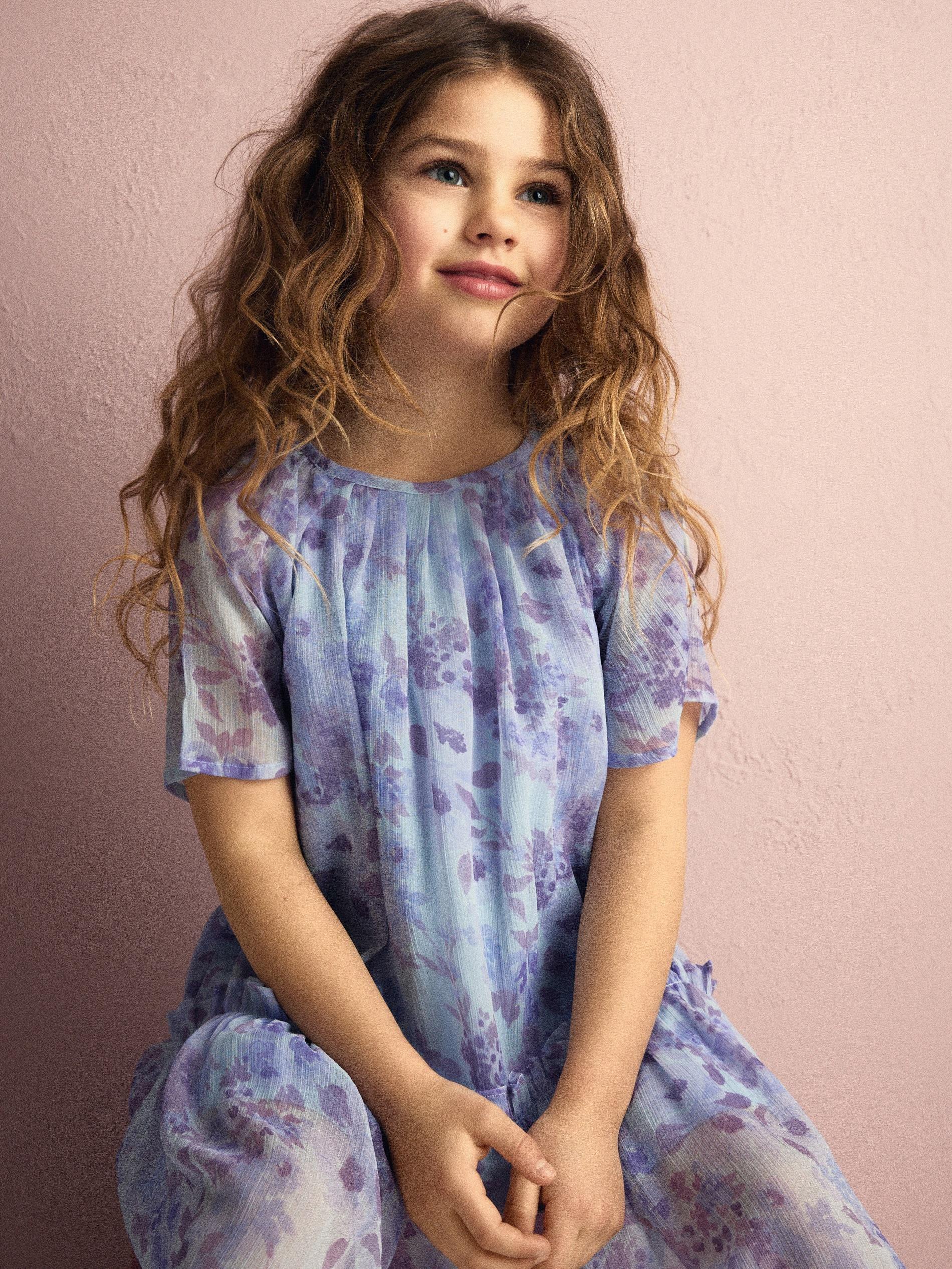 Blue Floral Dress, Blue, large image number 1