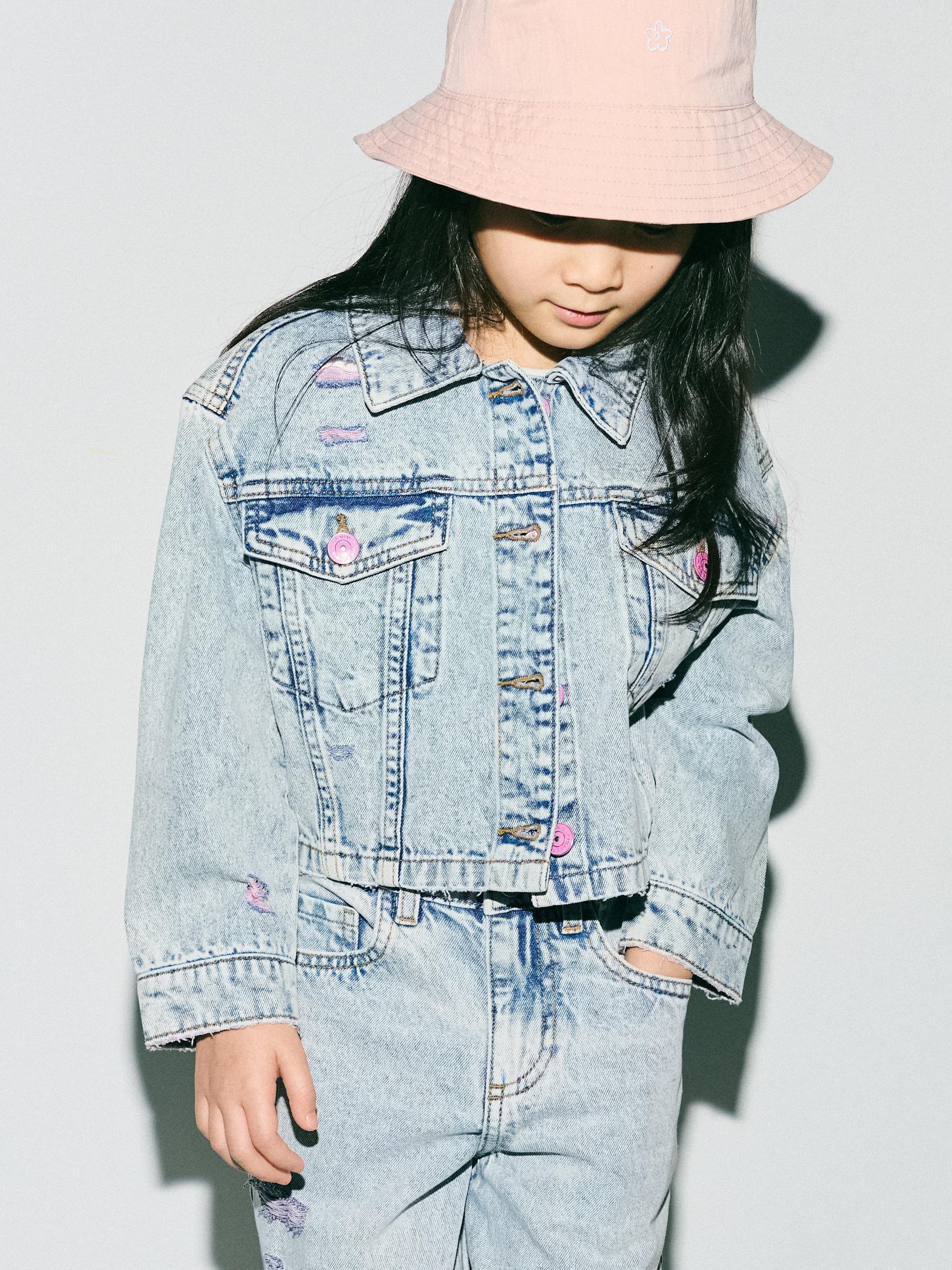 Blue Denim Jacket With Wash Effect, Blue, large image number 0