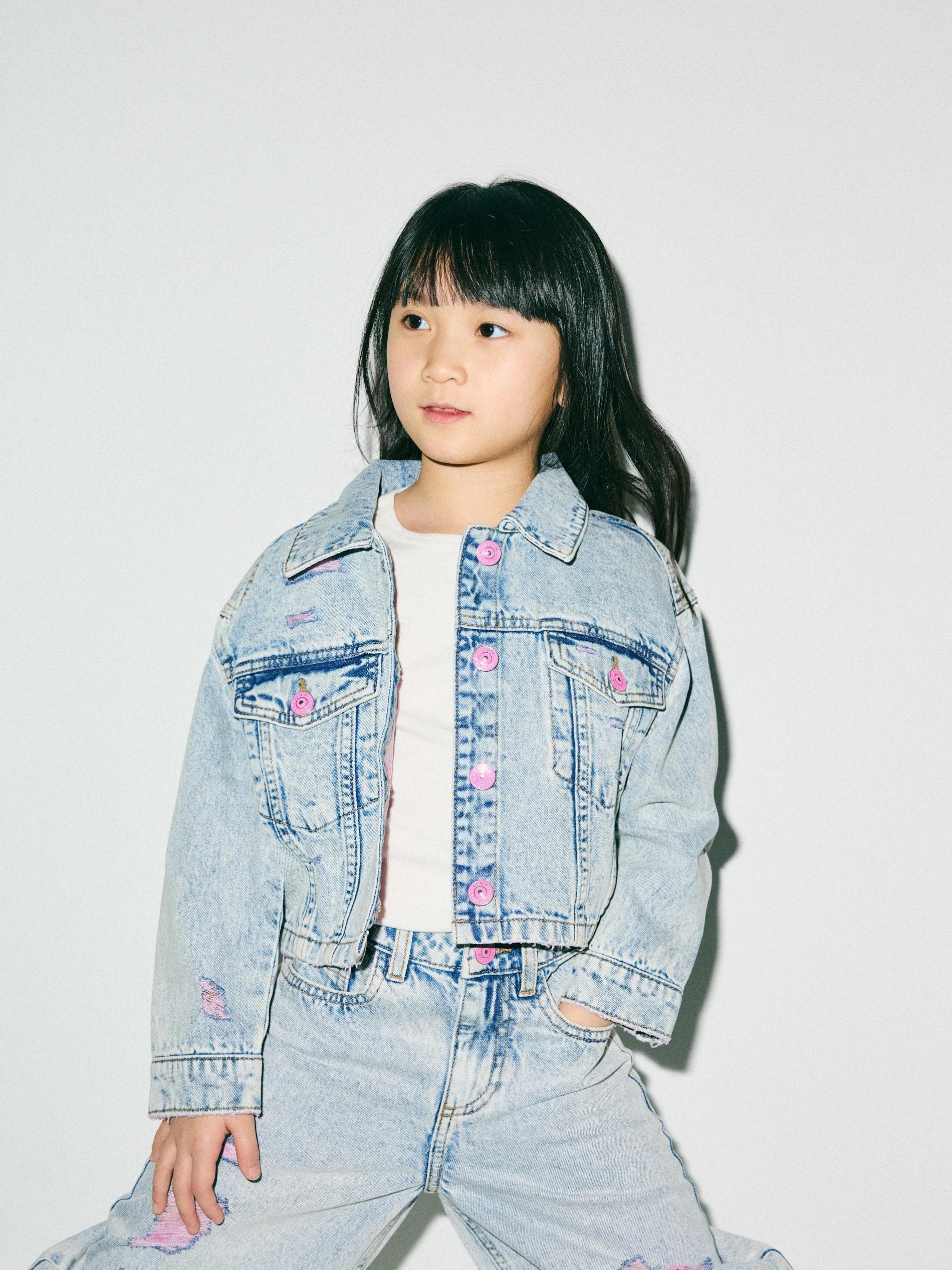 Blue Denim Jacket With Wash Effect, Blue, large image number 5