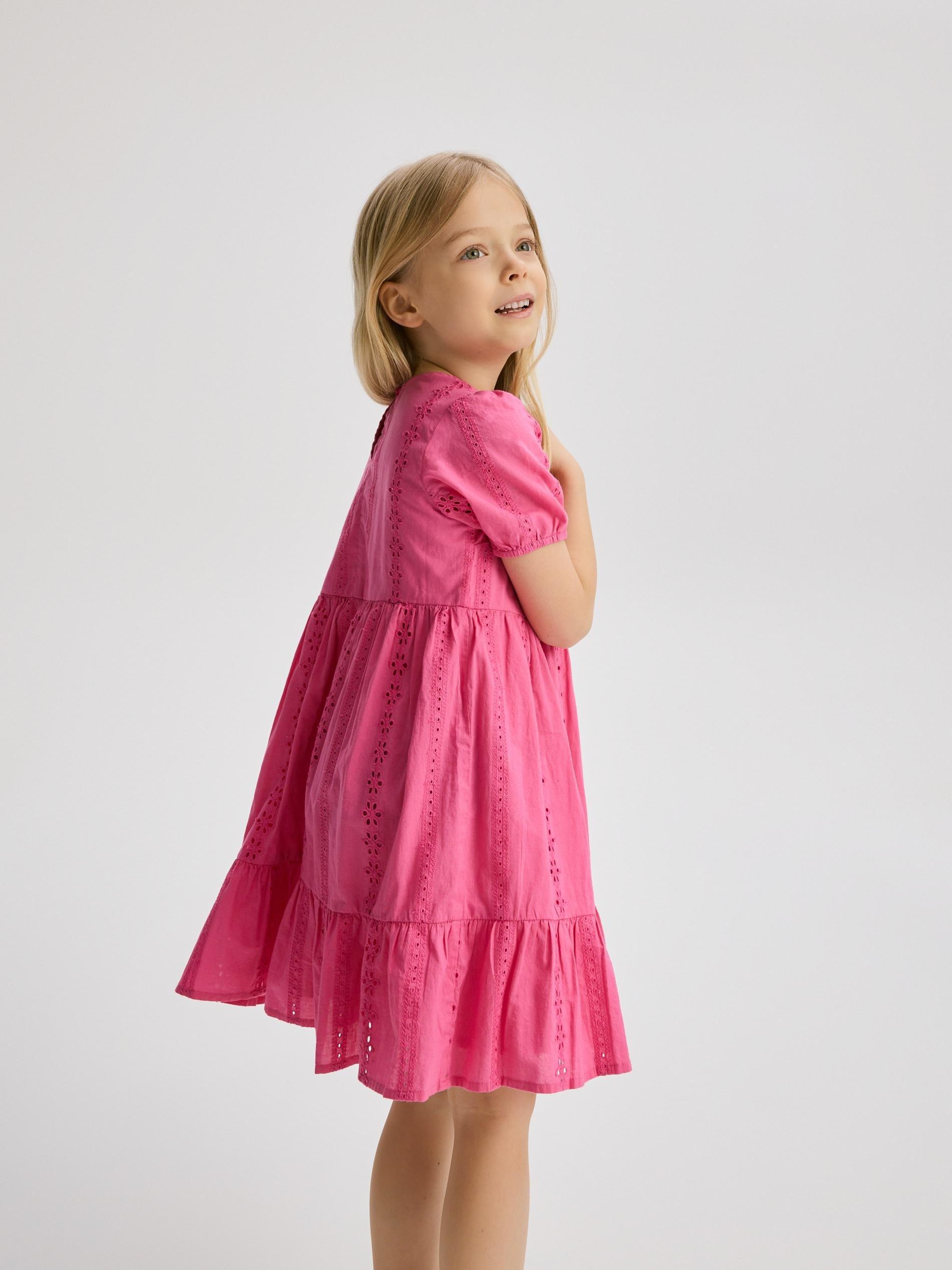 Hot Pink Cotton Dress, Pink, large image number 1