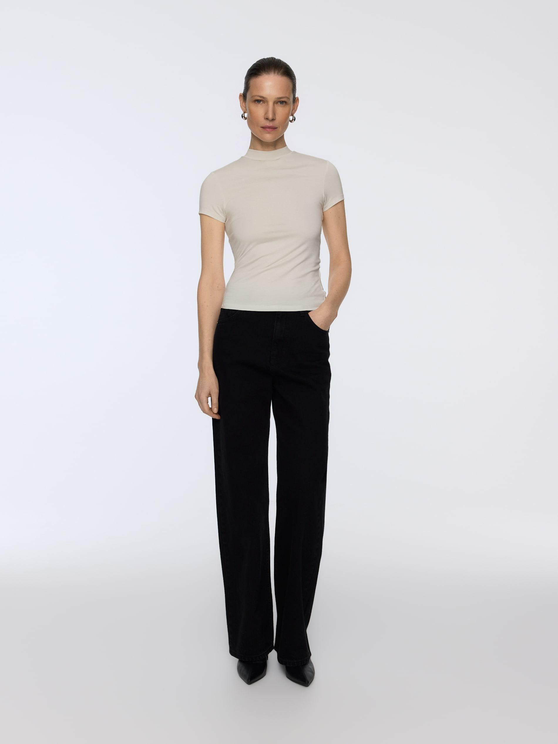 Cream T-Shirt With Bamboo Fibers, Ivory, large image number 1