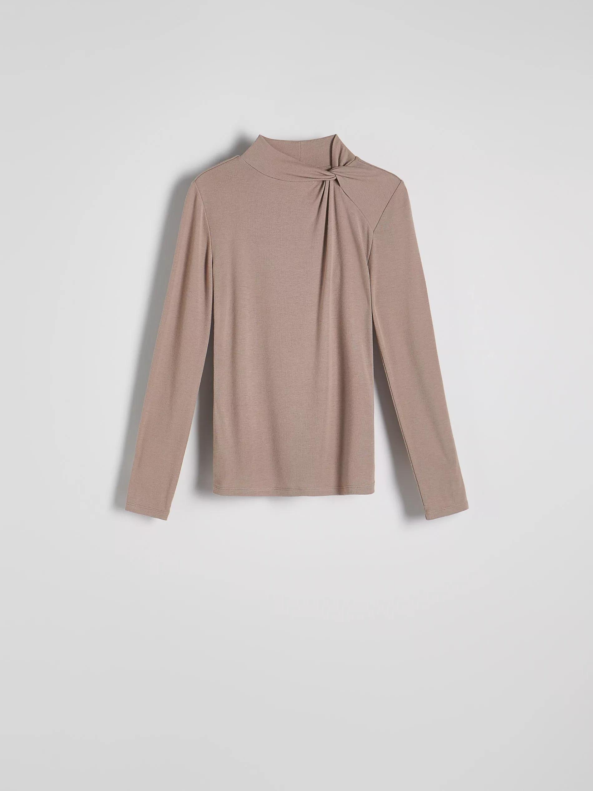 Beige Gathered Blouse, , large image number 4