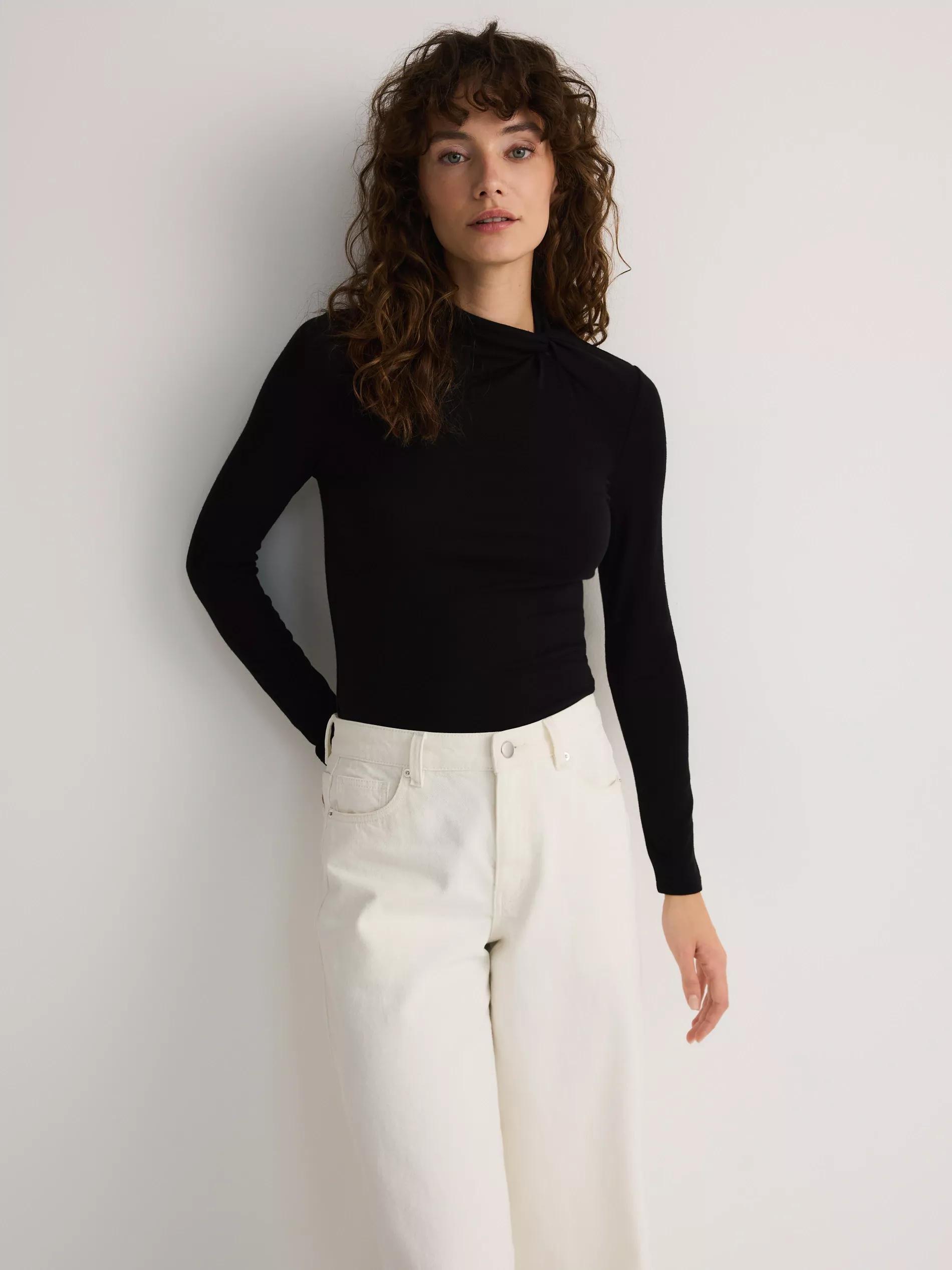 Black Gathered Blouse, , large image number 2