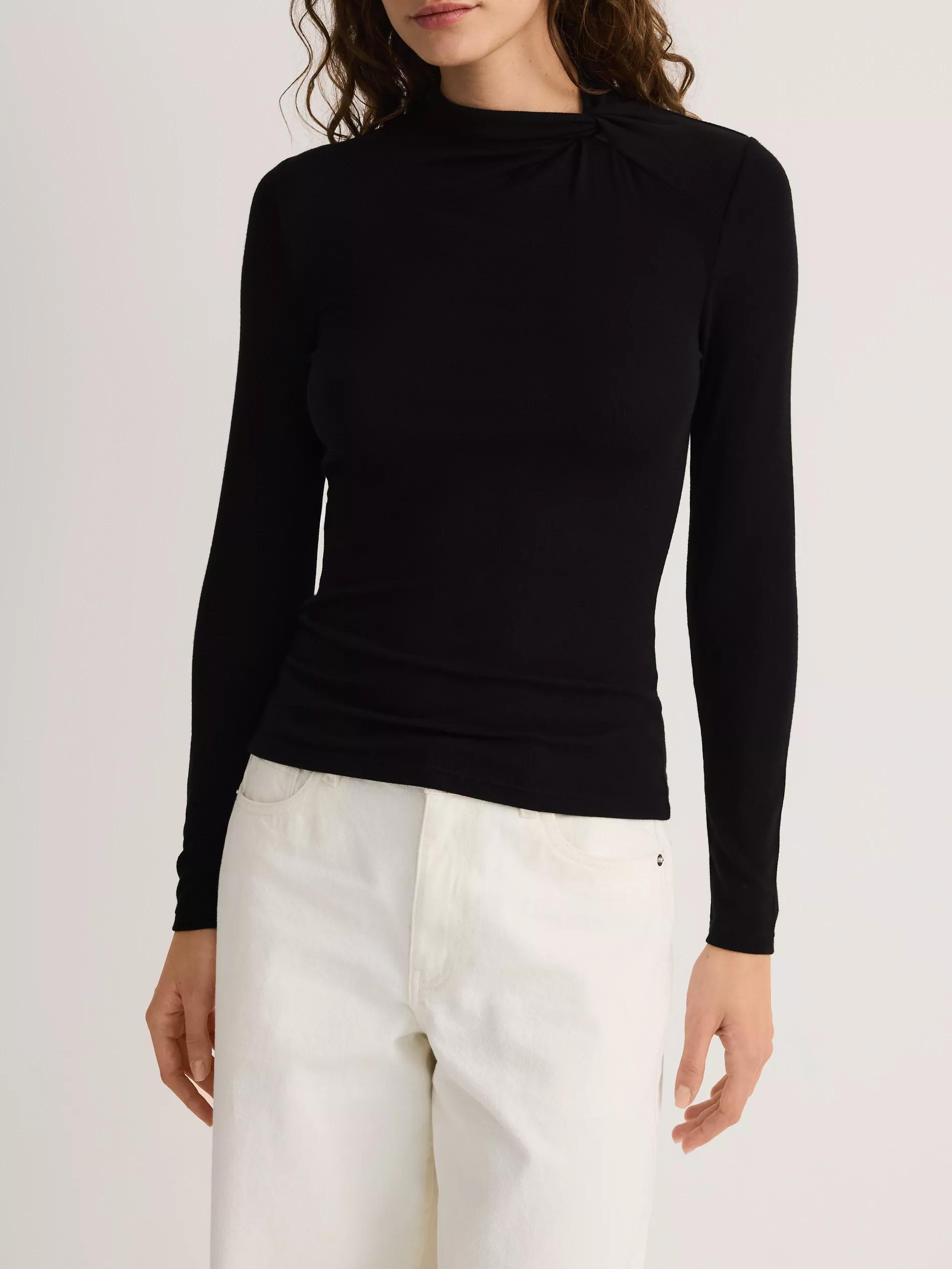Black Gathered Blouse, , large image number 3