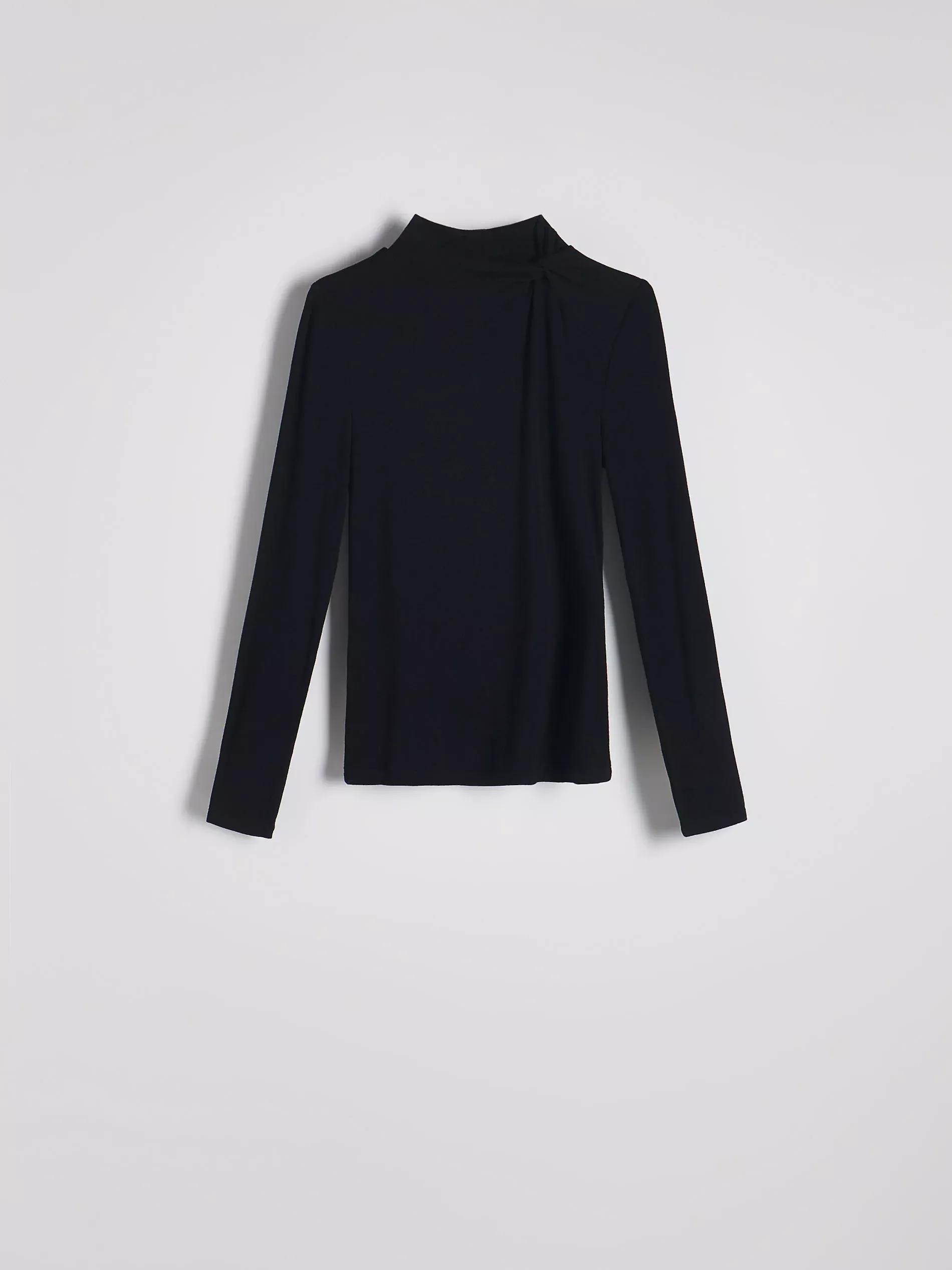 Black Gathered Blouse, , large image number 5