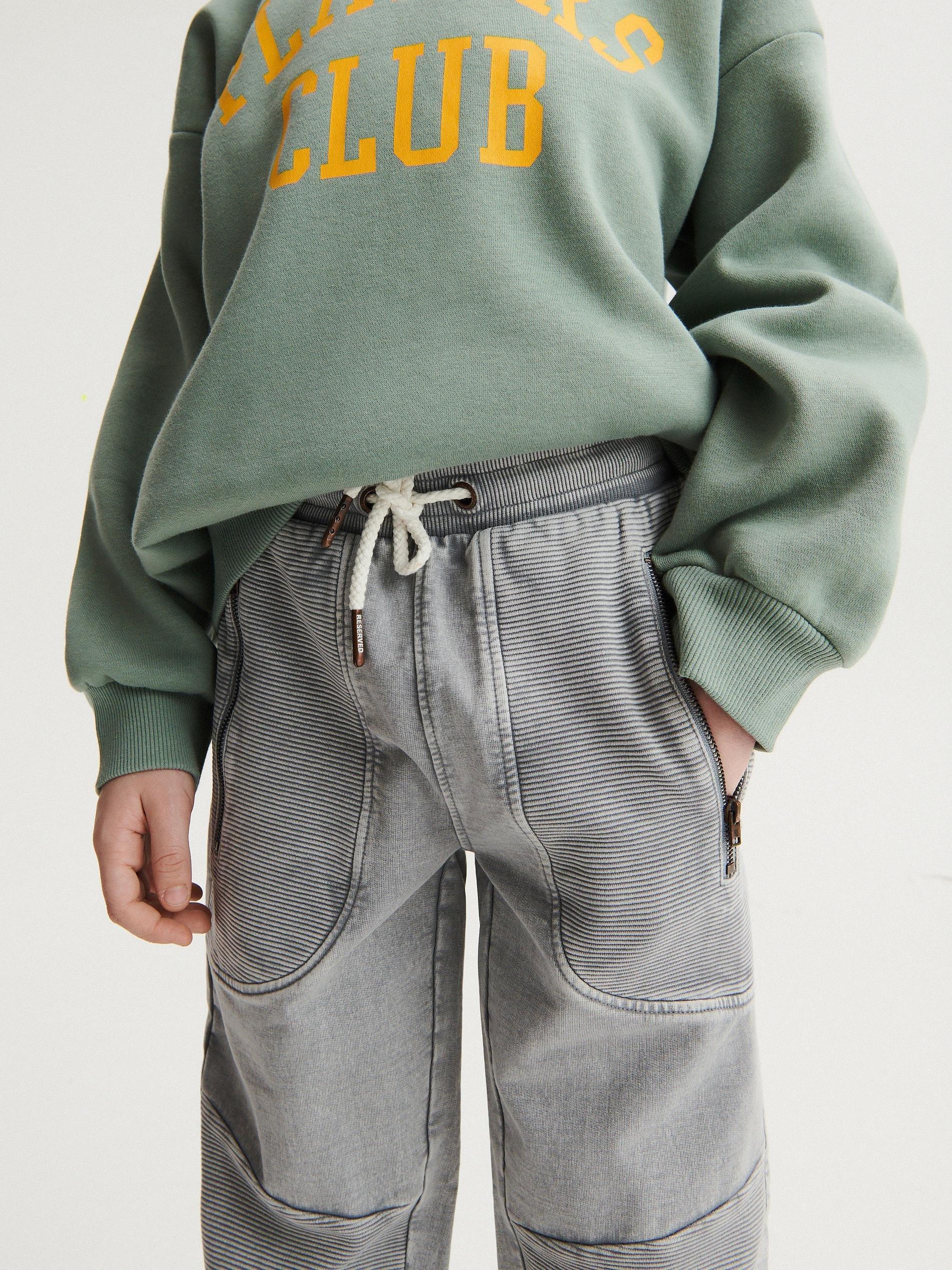 Grey Sweat Biker Joggers, Kids Boys, , large image number 2