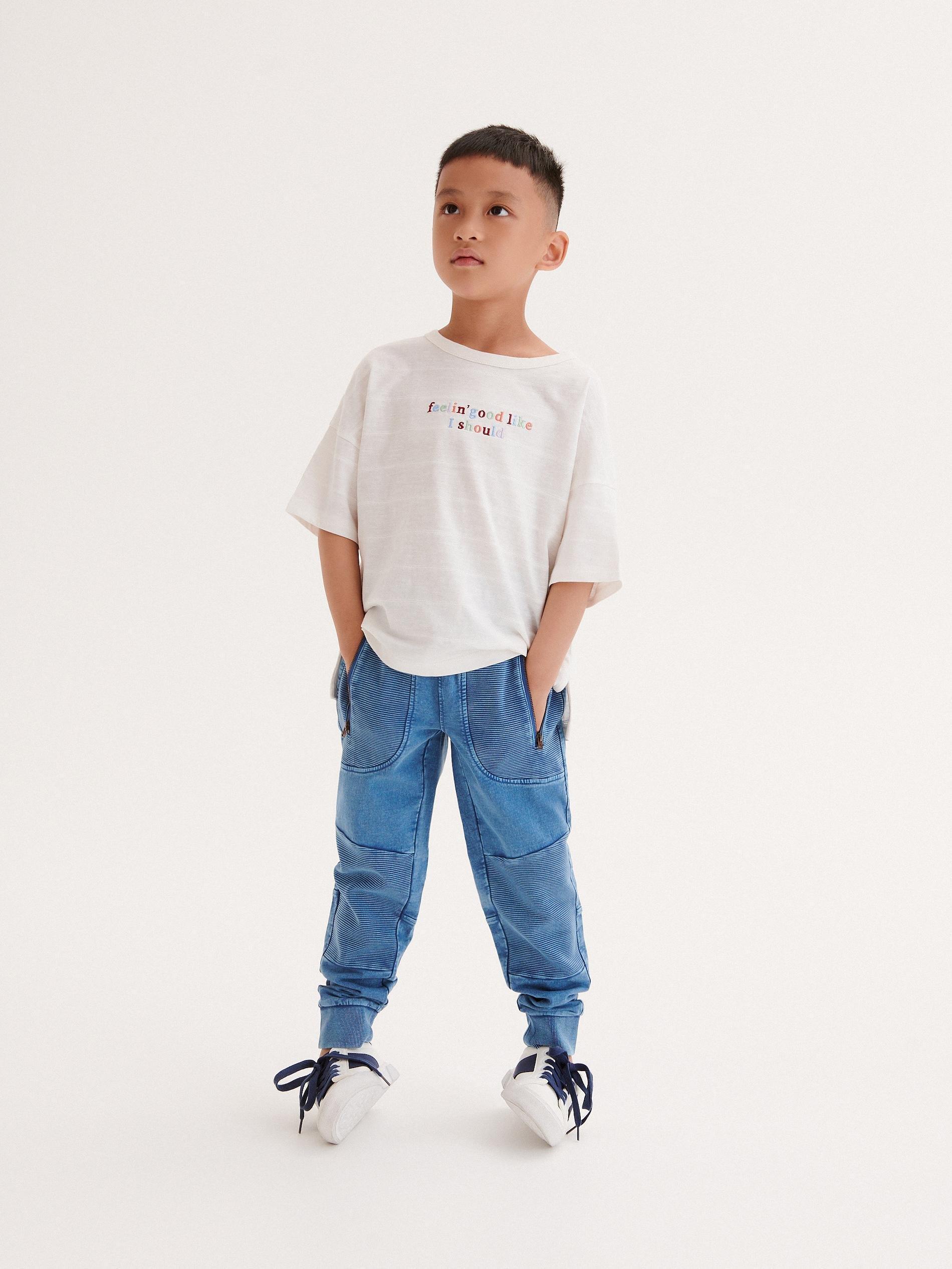 Navy Sweat Biker Joggers, Kids Boys, , large image number 0