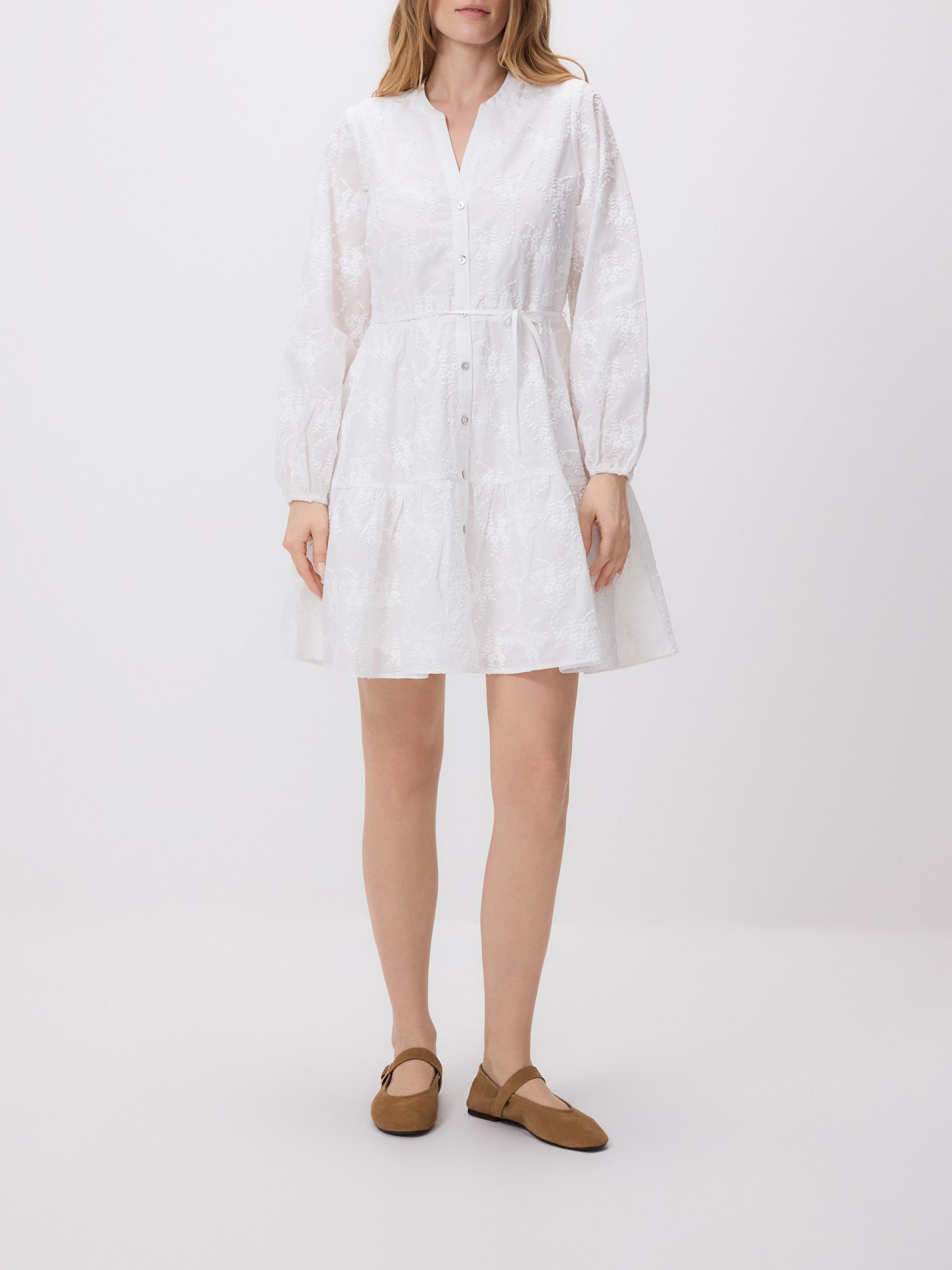 White Dress With Embroidery Detailing, White, large image number 2
