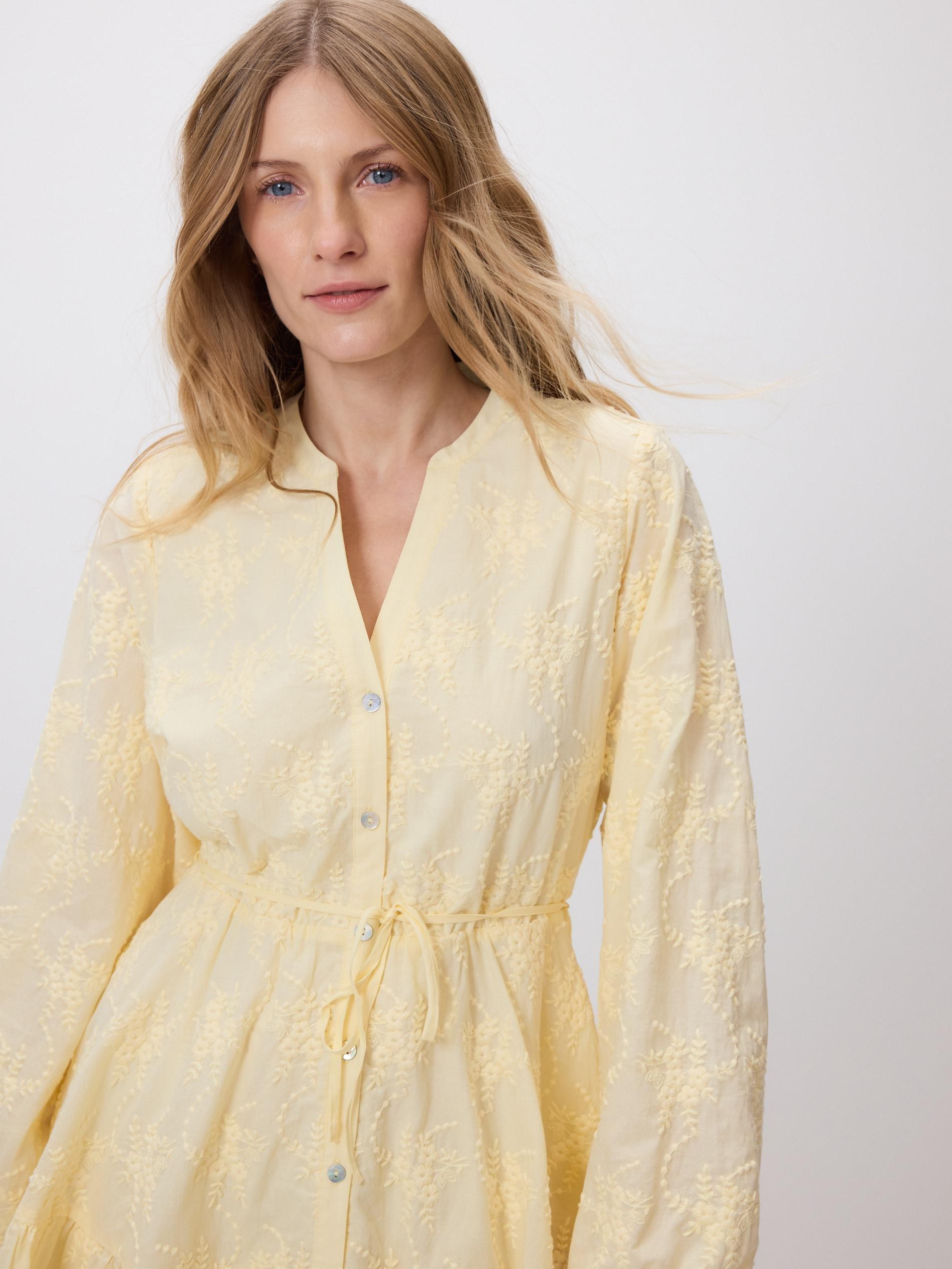 Yellow Dress With Embroidery Detailing, Yellow, medium
