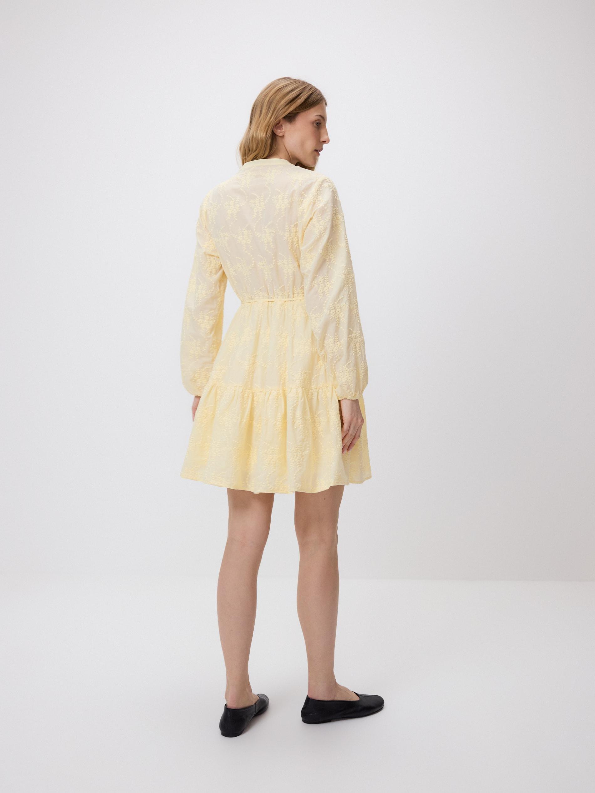 Yellow Dress With Embroidery Detailing, Yellow, large image number 2