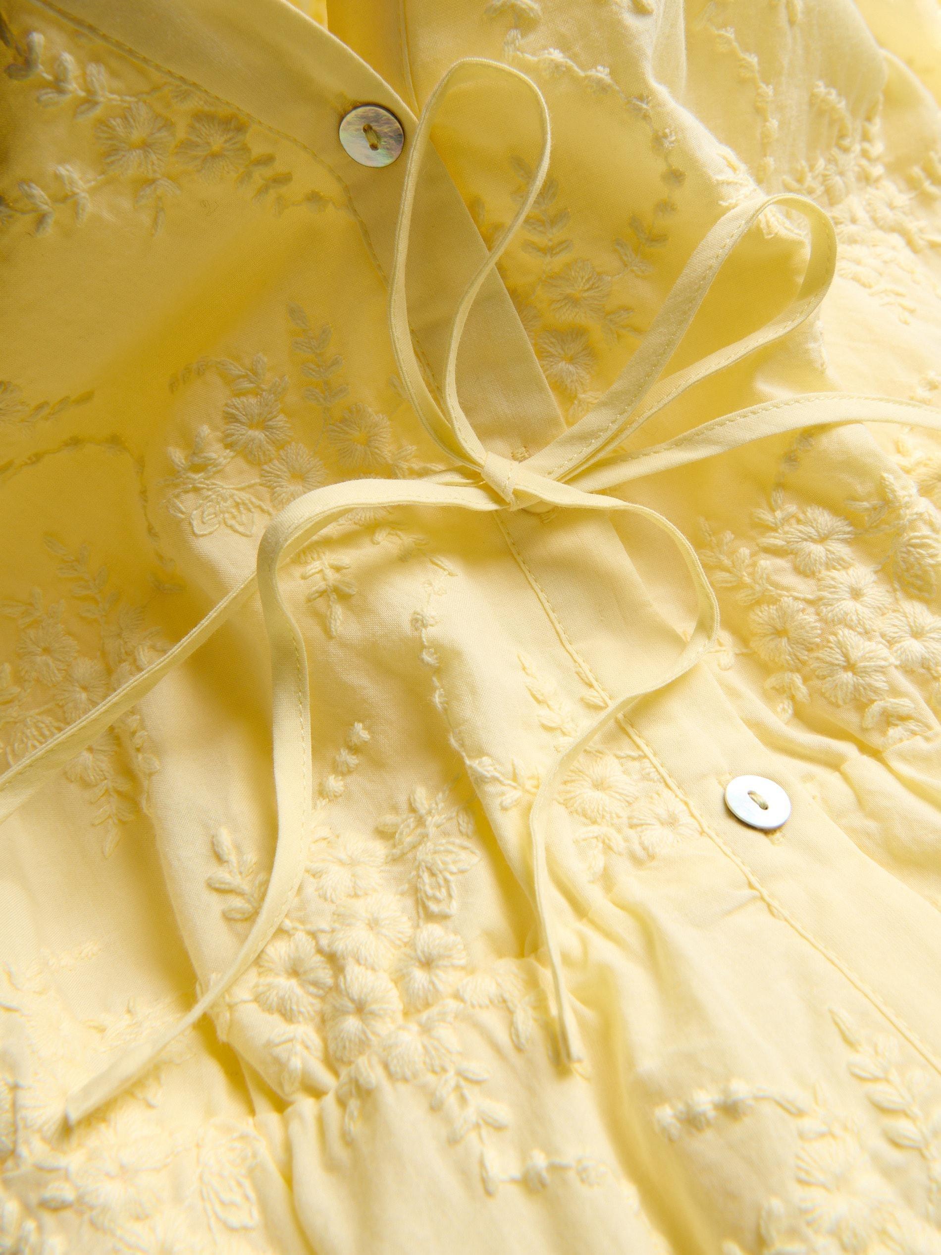 Yellow Dress With Embroidery Detailing, Yellow, large image number 4