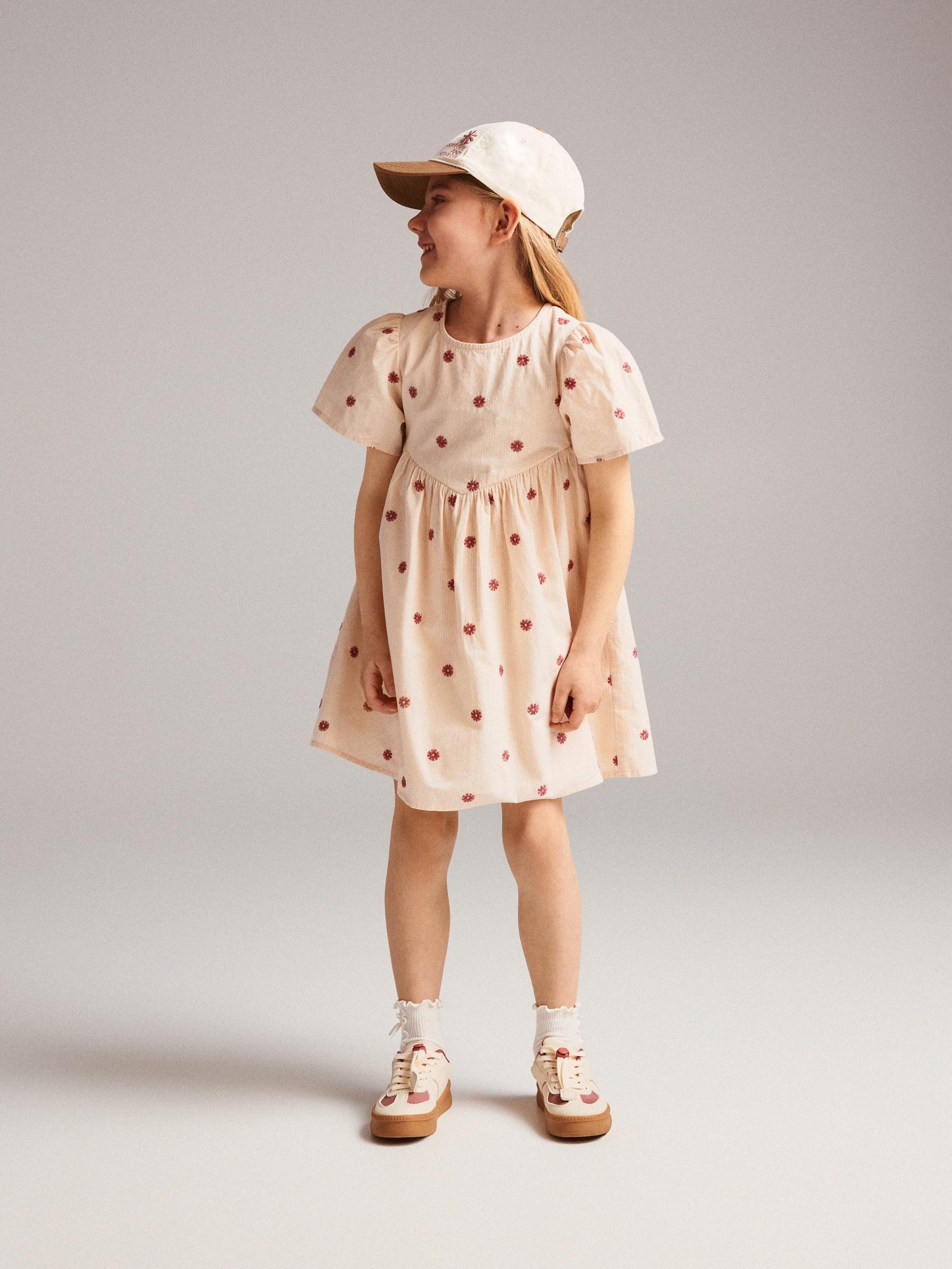 Beige Dress With Embroidered Pattern, Ivory, large image number 1
