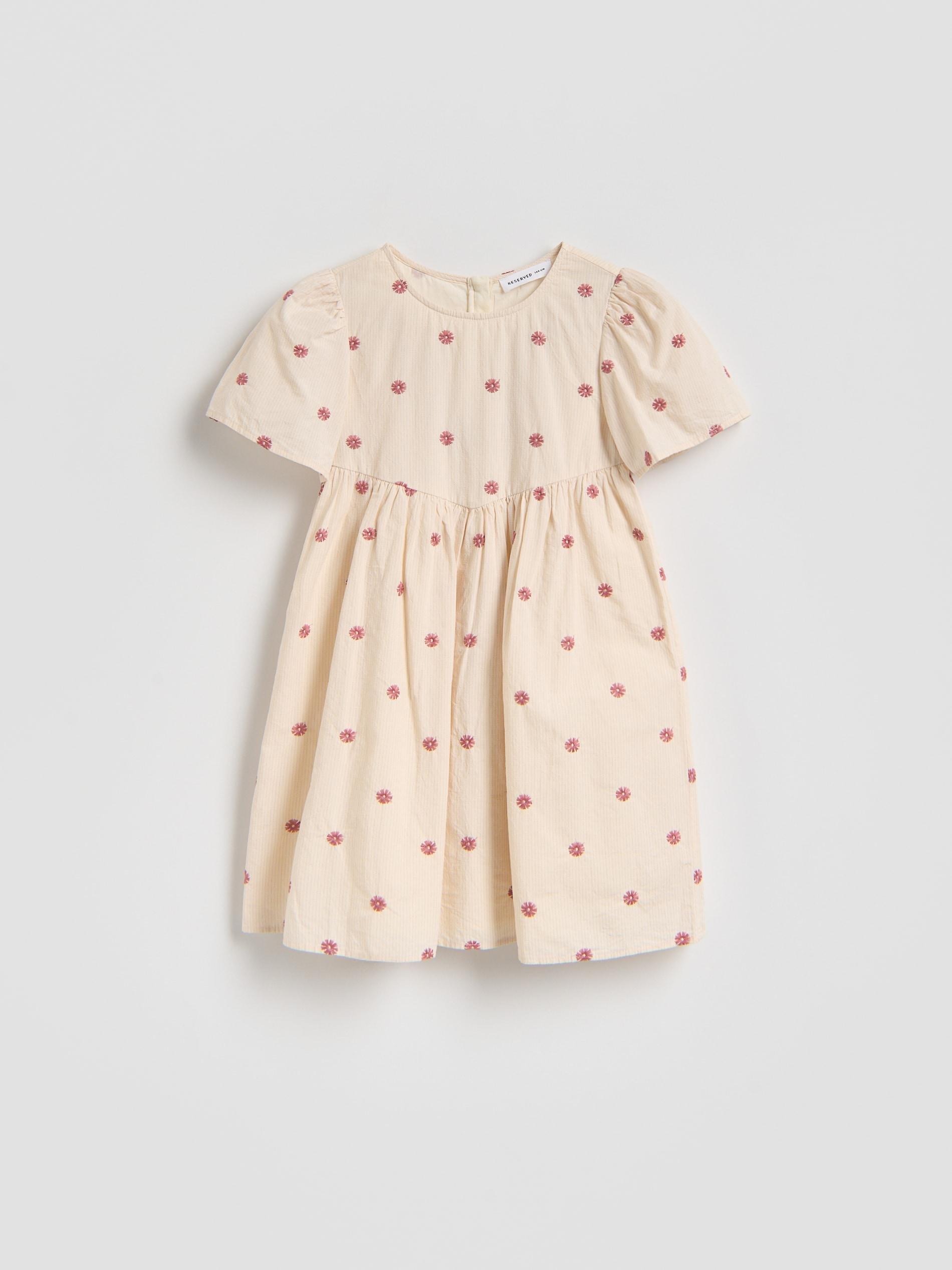 Beige Dress With Embroidered Pattern, Ivory, large image number 2