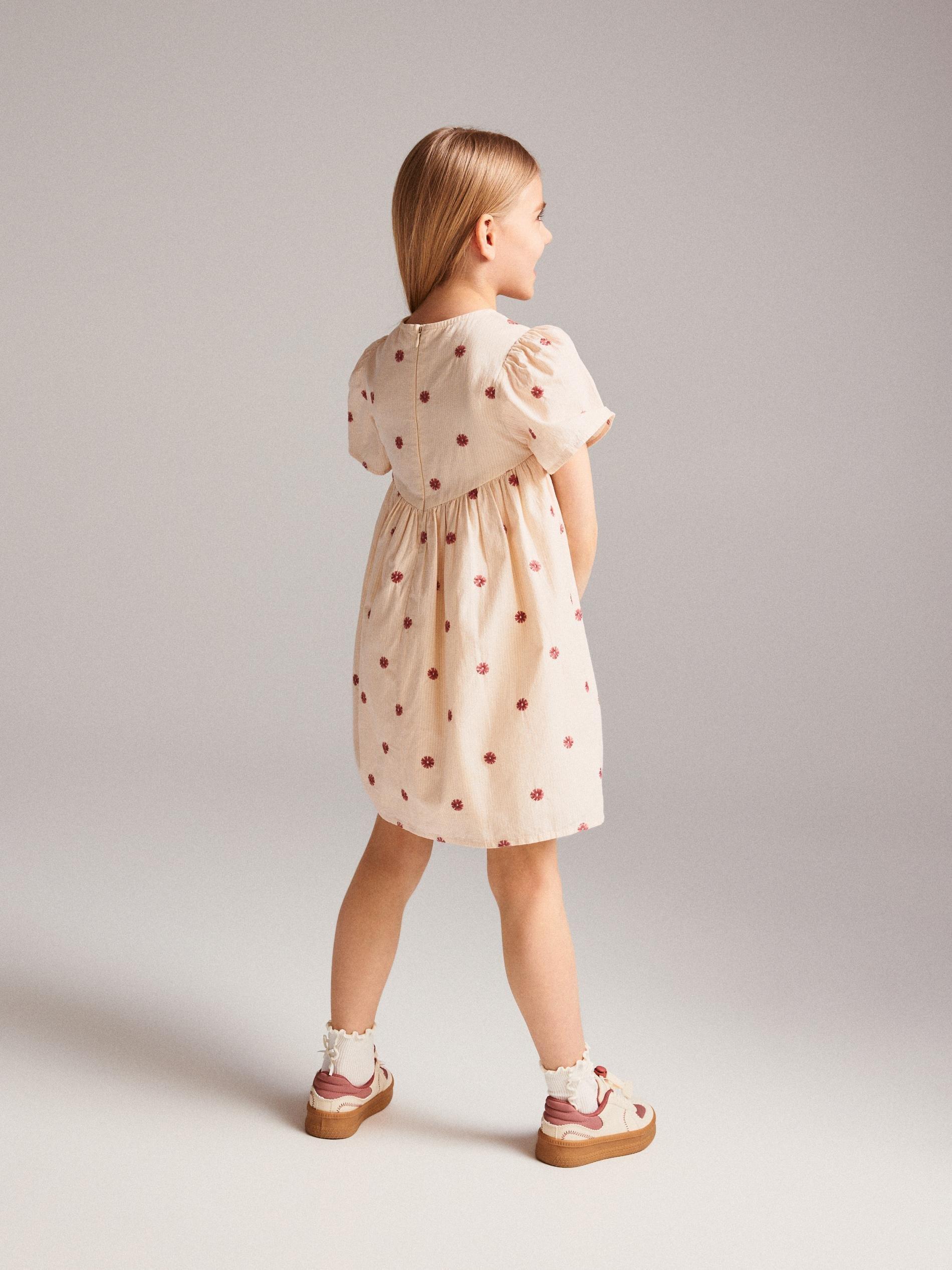 Beige Dress With Embroidered Pattern, Ivory, large image number 5