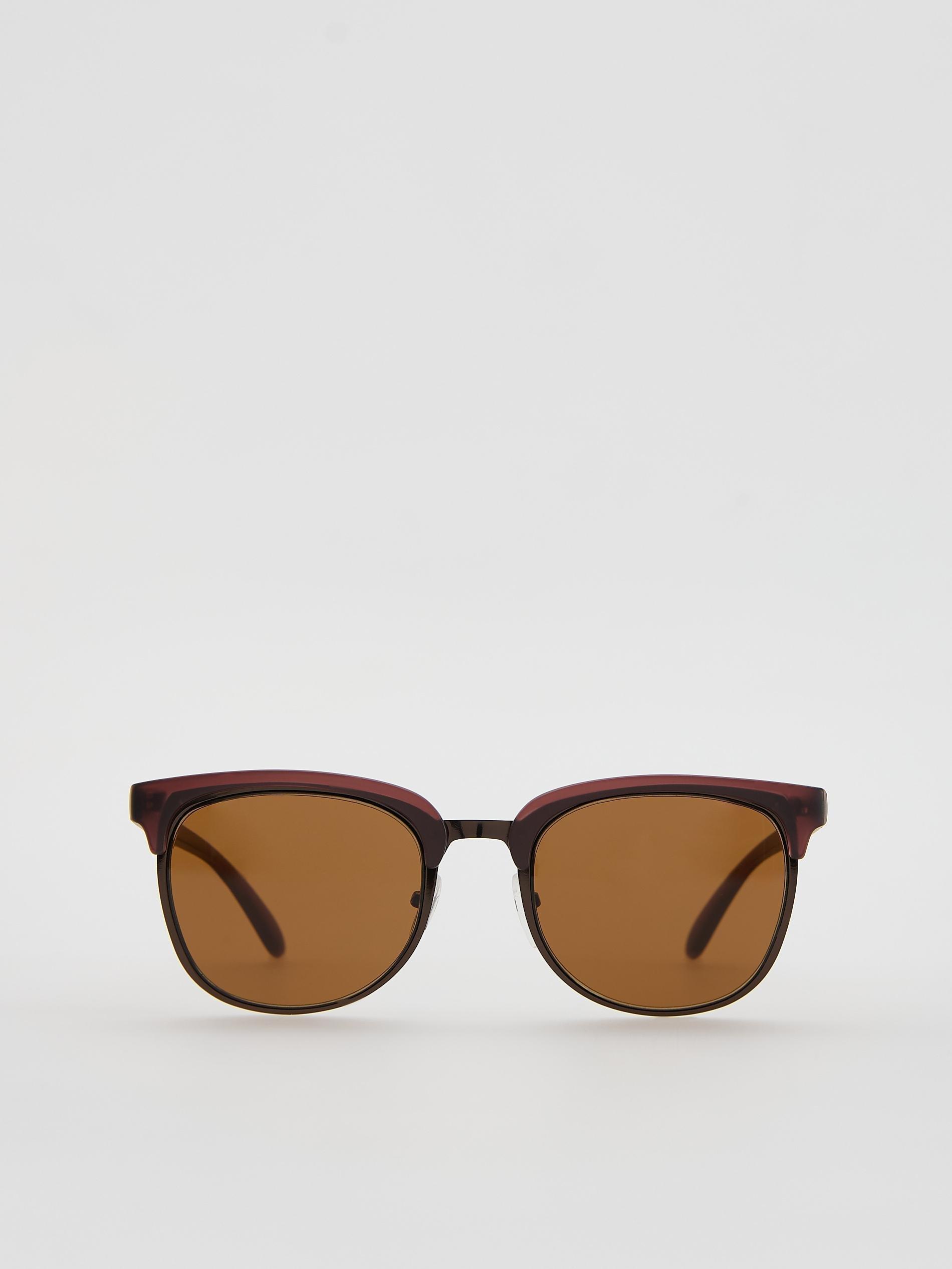 Gold Brown Sunglasses With Case, Brown, medium