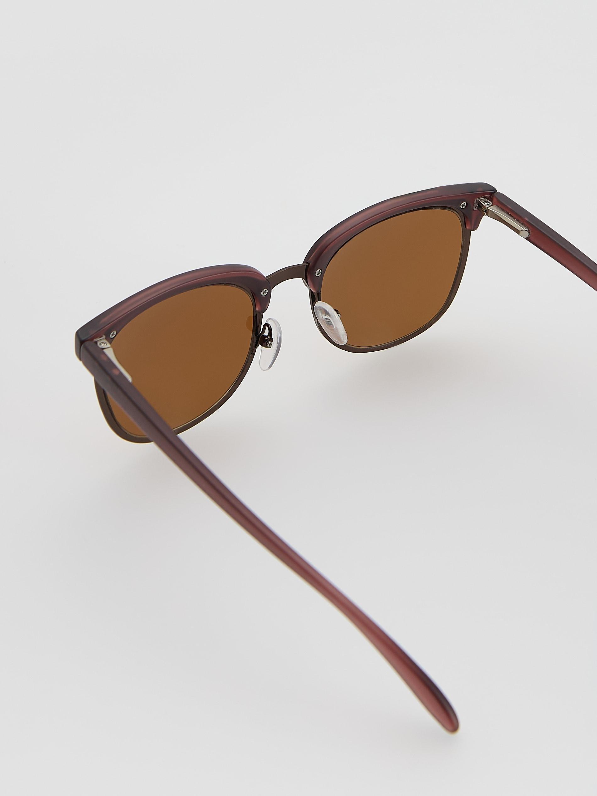 Gold Brown Sunglasses With Case, Brown, medium