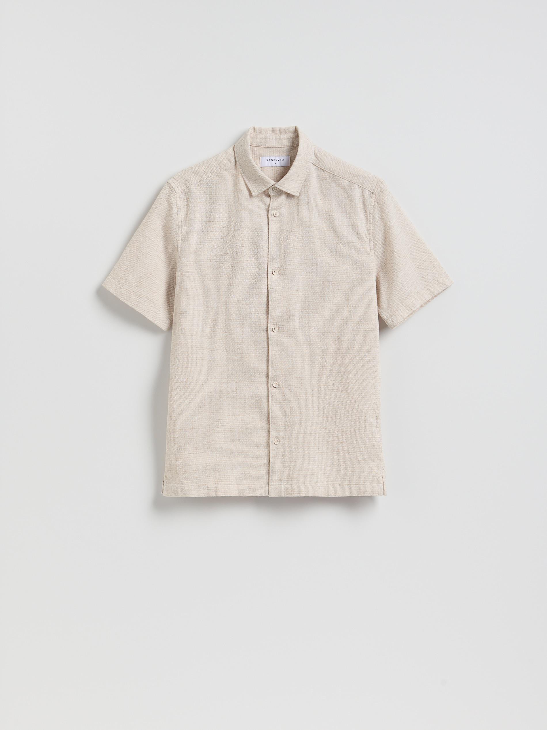 Beige Structural Fabric Regular Fit Shirt, Beige, medium