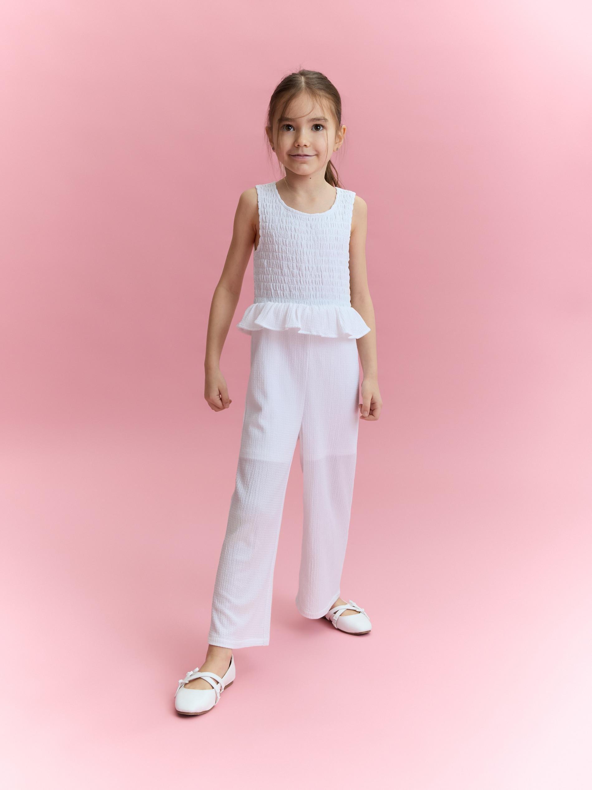 Cream Jumpsuit In Crinkled Fabric, Ivory, large image number 2