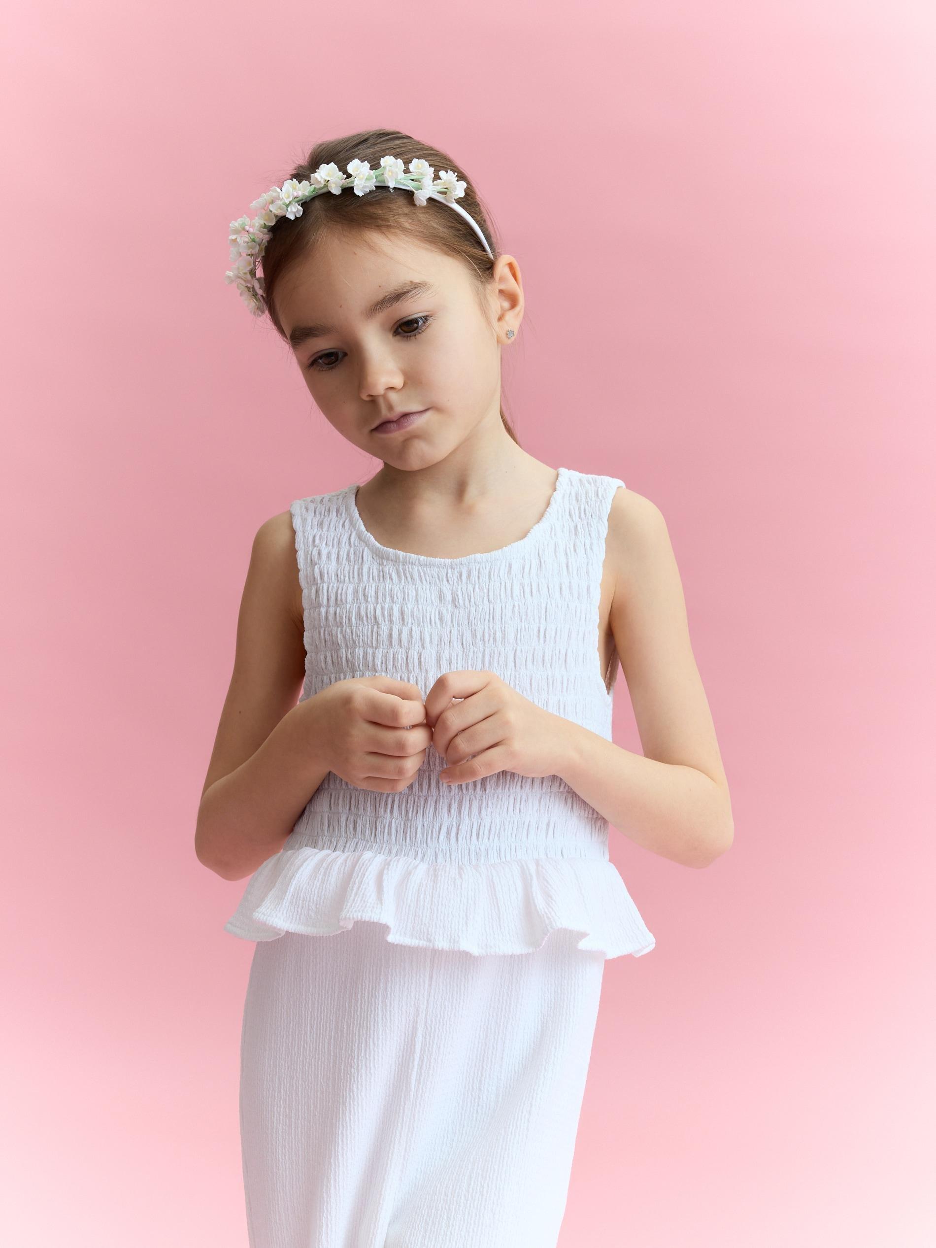 Cream Jumpsuit In Crinkled Fabric, Ivory, large image number 3