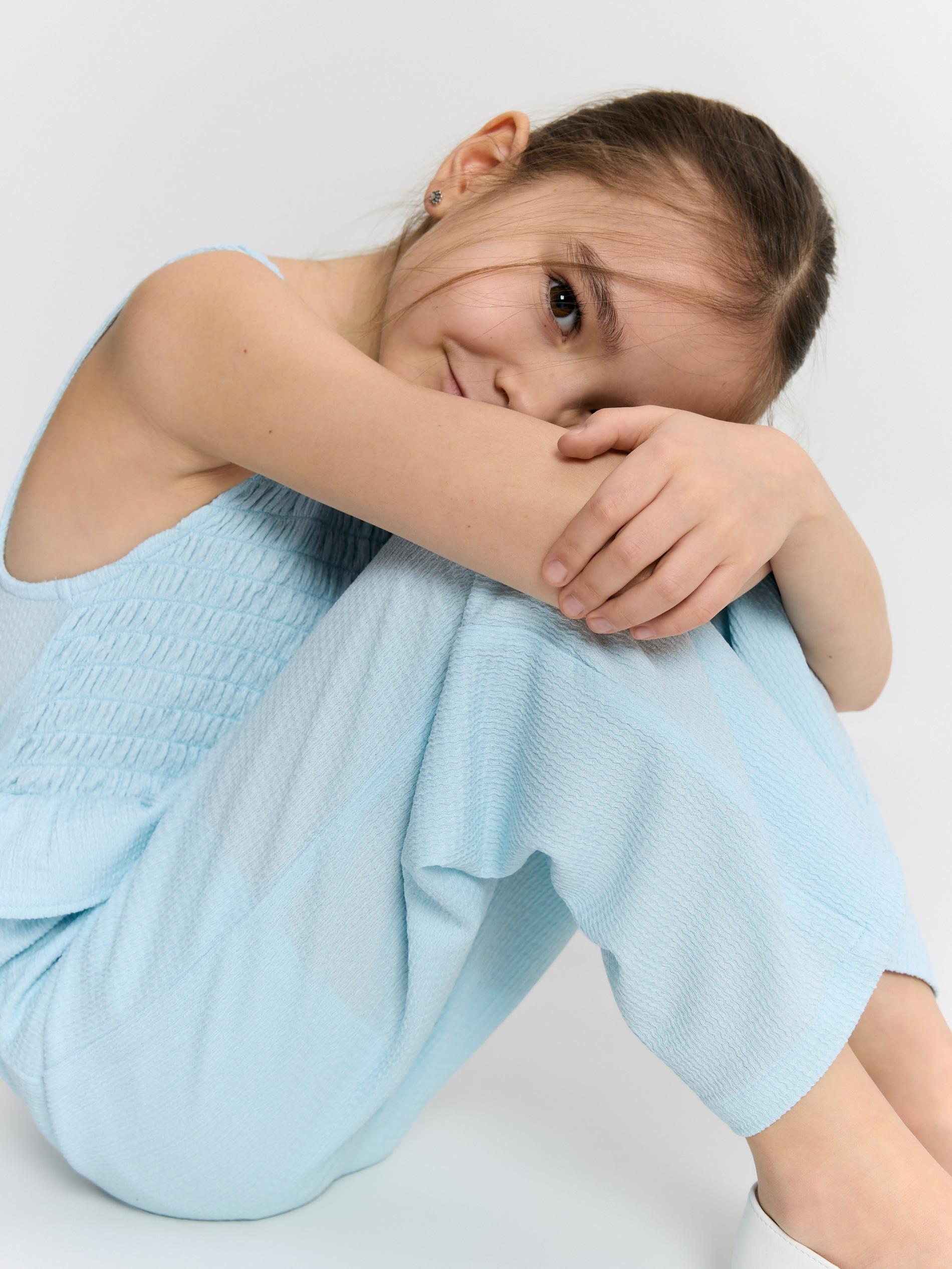 Blue Jumpsuit In Crinkled Fabric, Blue, large image number 0