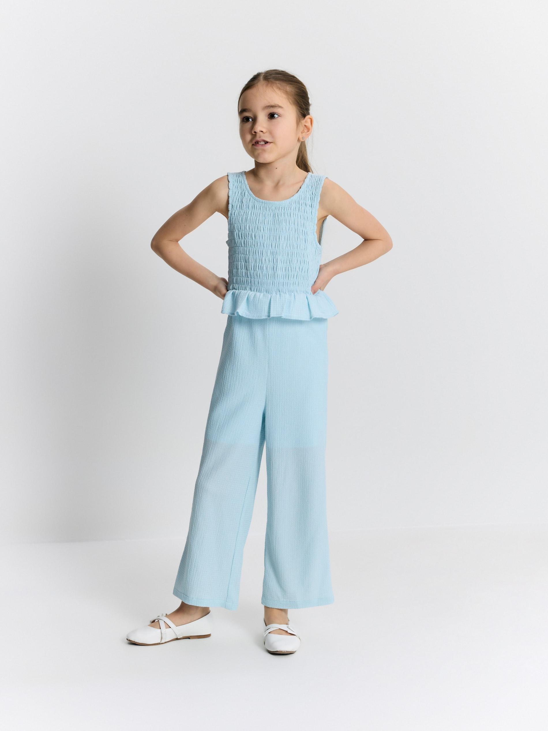 Blue Jumpsuit In Crinkled Fabric, Blue, large image number 1