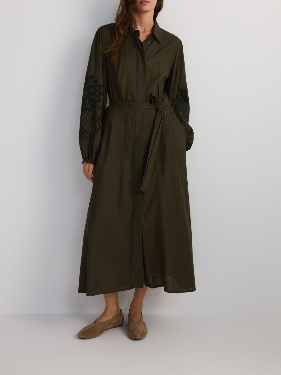 Green Viscose Shirt Dress, , large image number 1