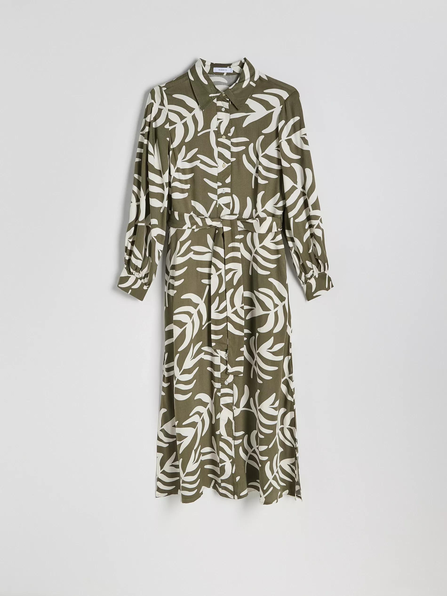 Green Viscose Shirt Dress, , large image number 0