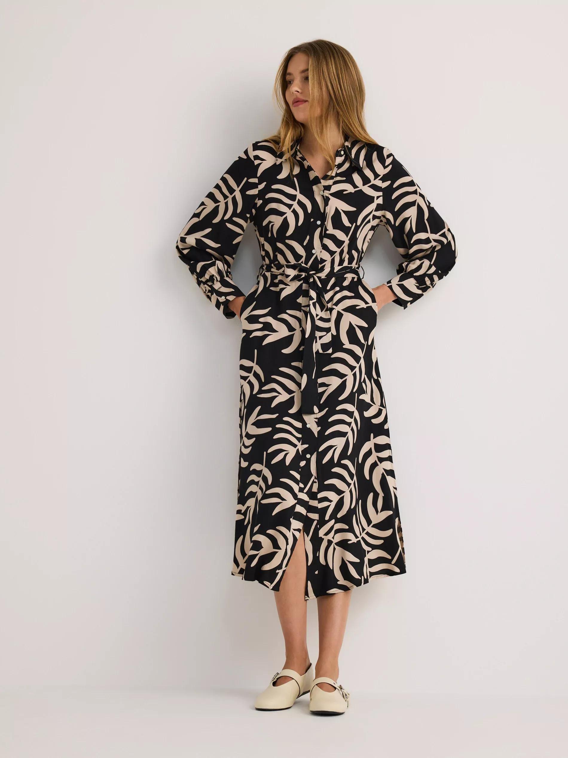 Black Viscose Shirt Dress, Black, medium