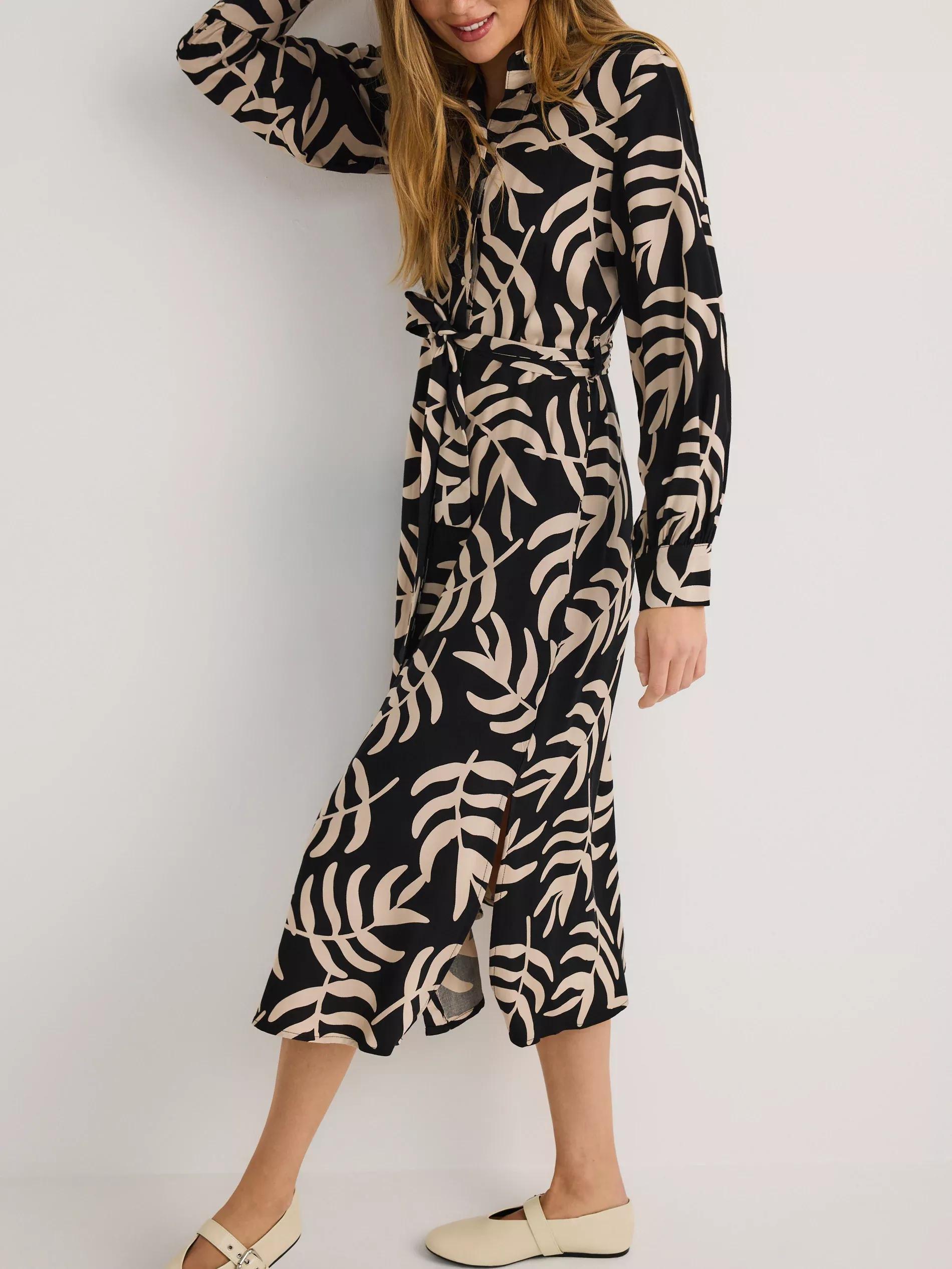 Black Viscose Shirt Dress, Black, medium