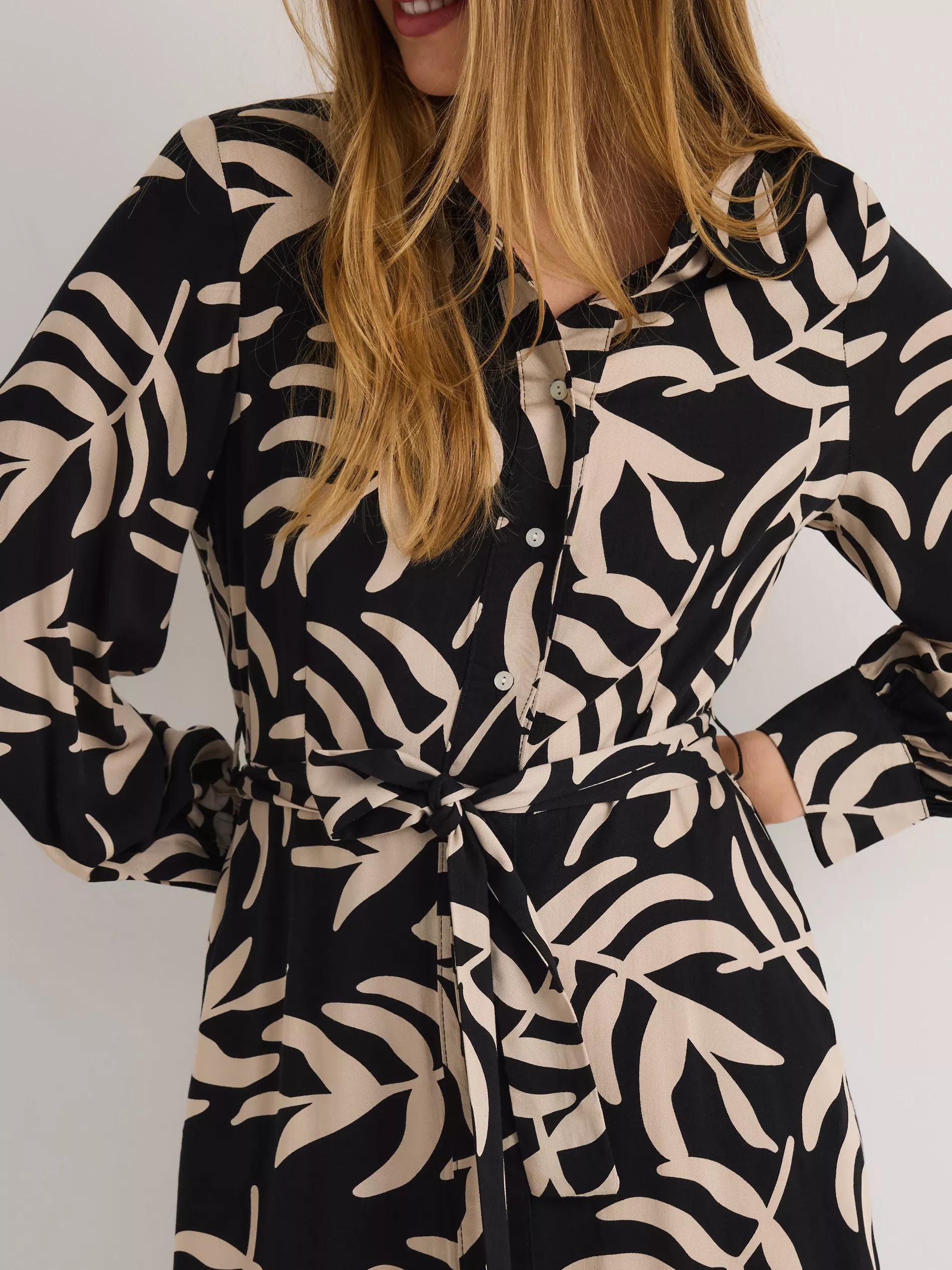 Black Viscose Shirt Dress, , large image number 4
