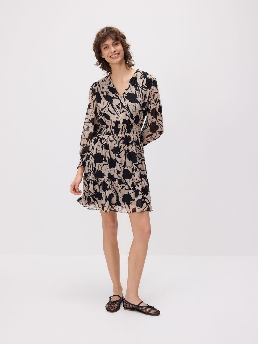 Beige Mini Dress With Pattern, Beige, large image number 2