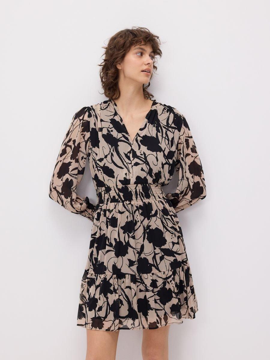 Beige Mini Dress With Pattern, Beige, large image number 3