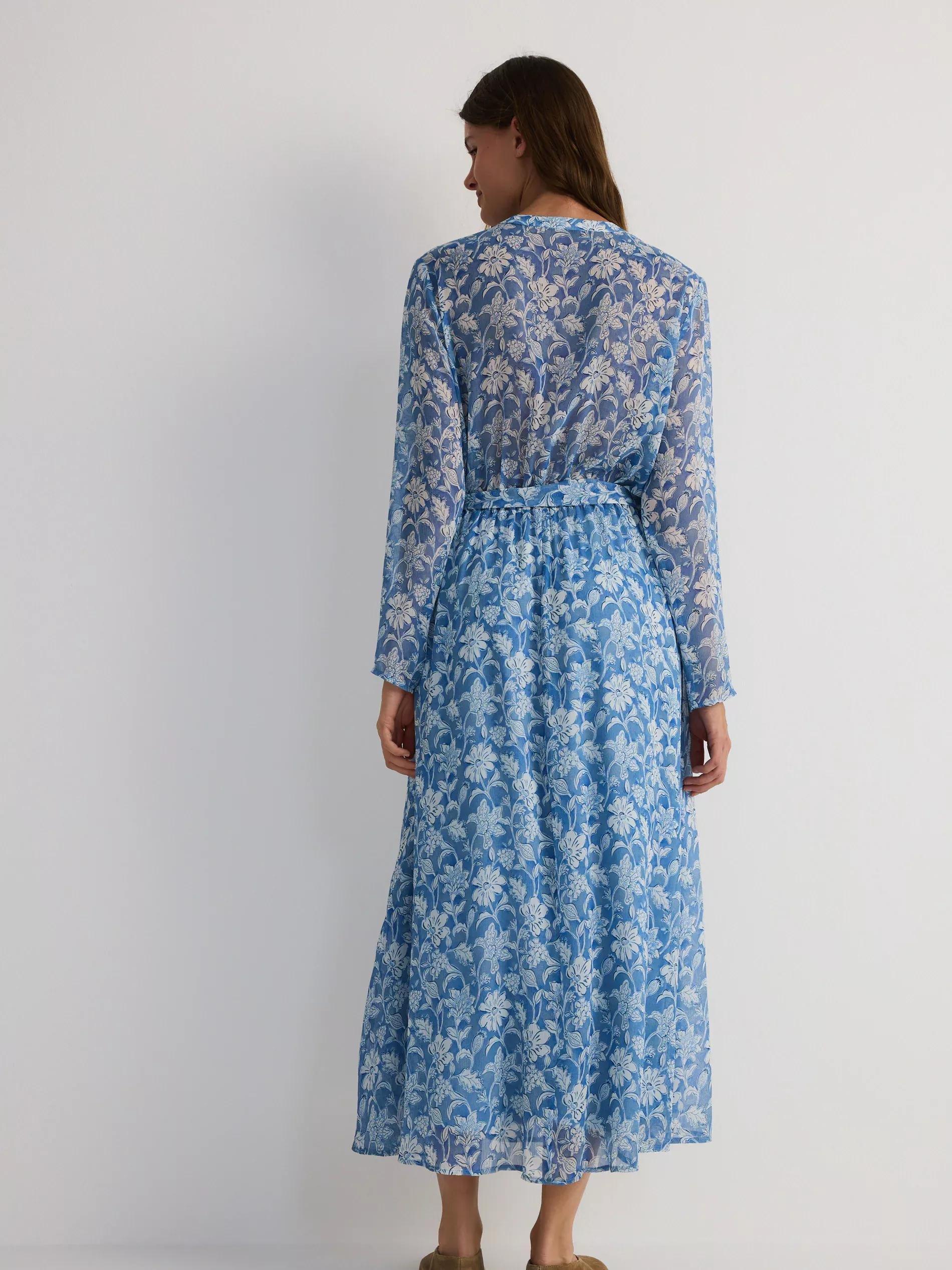 Blue Dress With Pattern And Decorative Lace, , large image number 3