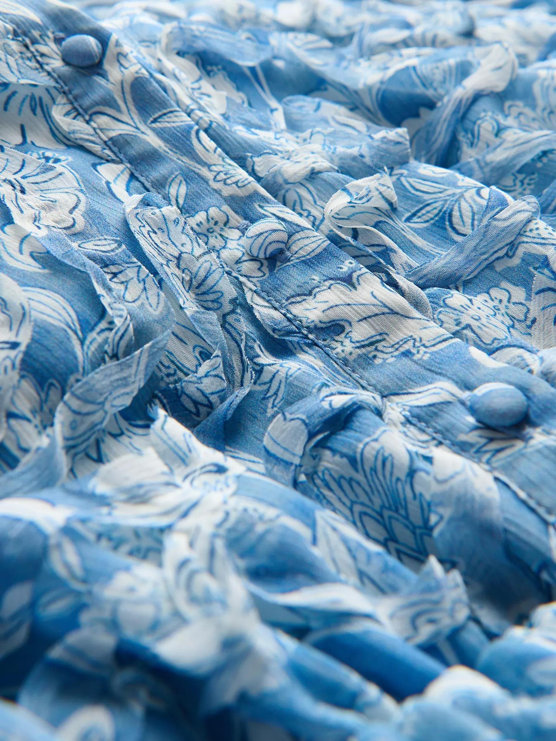 Blue Dress With Pattern And Decorative Lace, , large image number 5